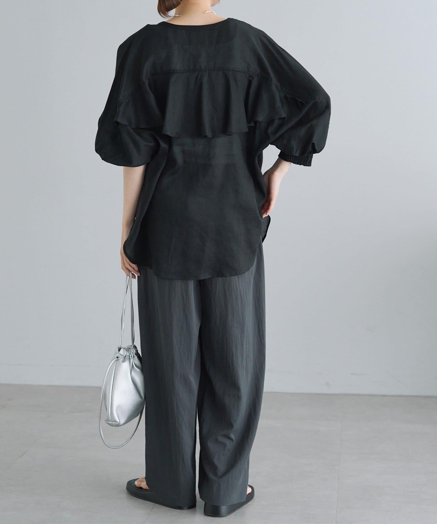PUAL CE CIN(ピュアルセシン) バックラッフルスキッパーシアーブラウス