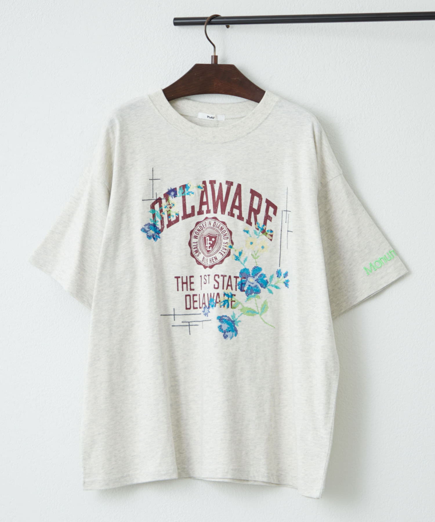 リボン刺繍のディテール LV Tシャツ フラワーLVロゴ 桜モチーフ フラワーロゴ刺繍ロンT[pm519] | レディースファッション通販の