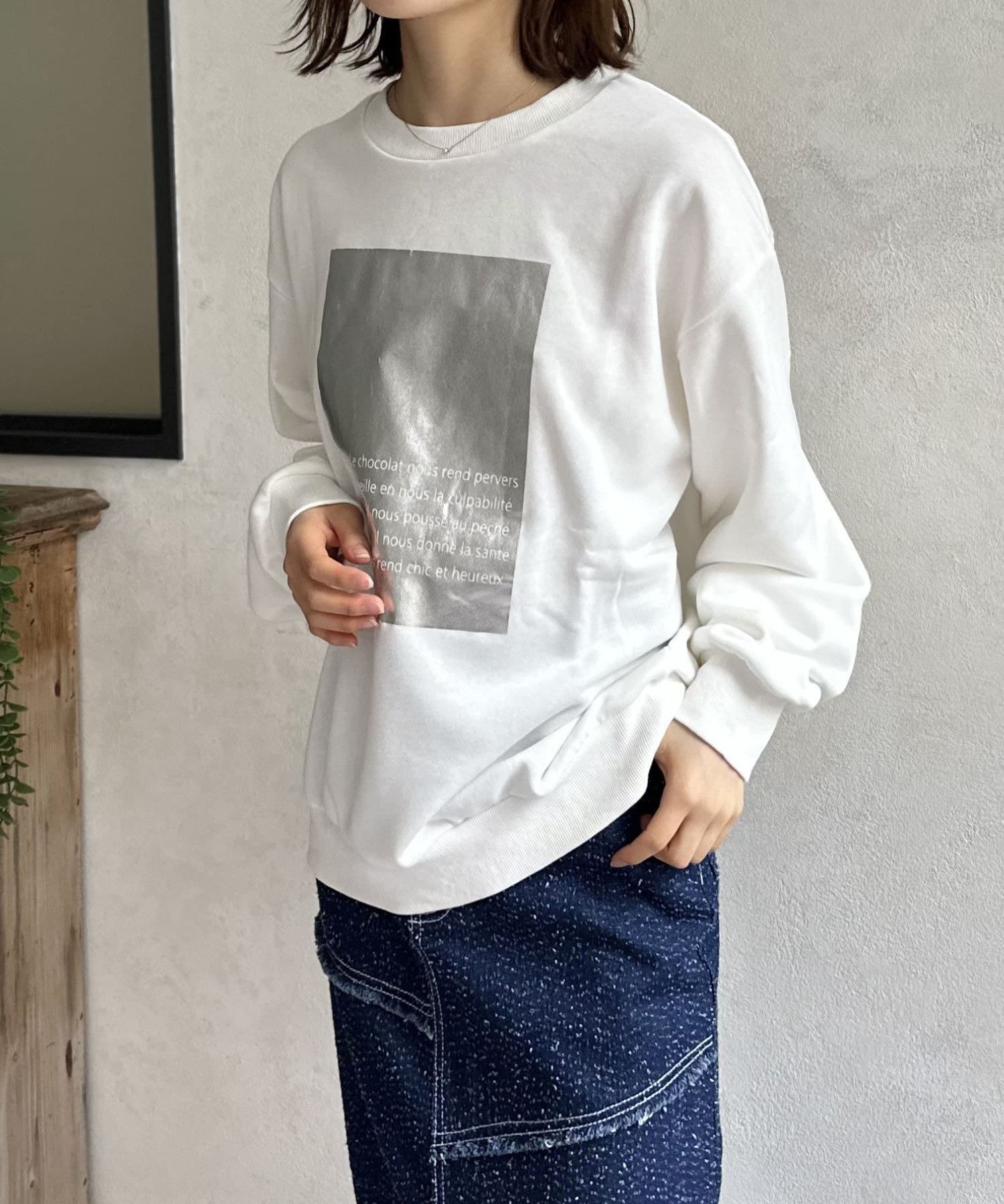 LOCUST(ローカスト) 【WEB限定】箔プリント裏毛スウェット