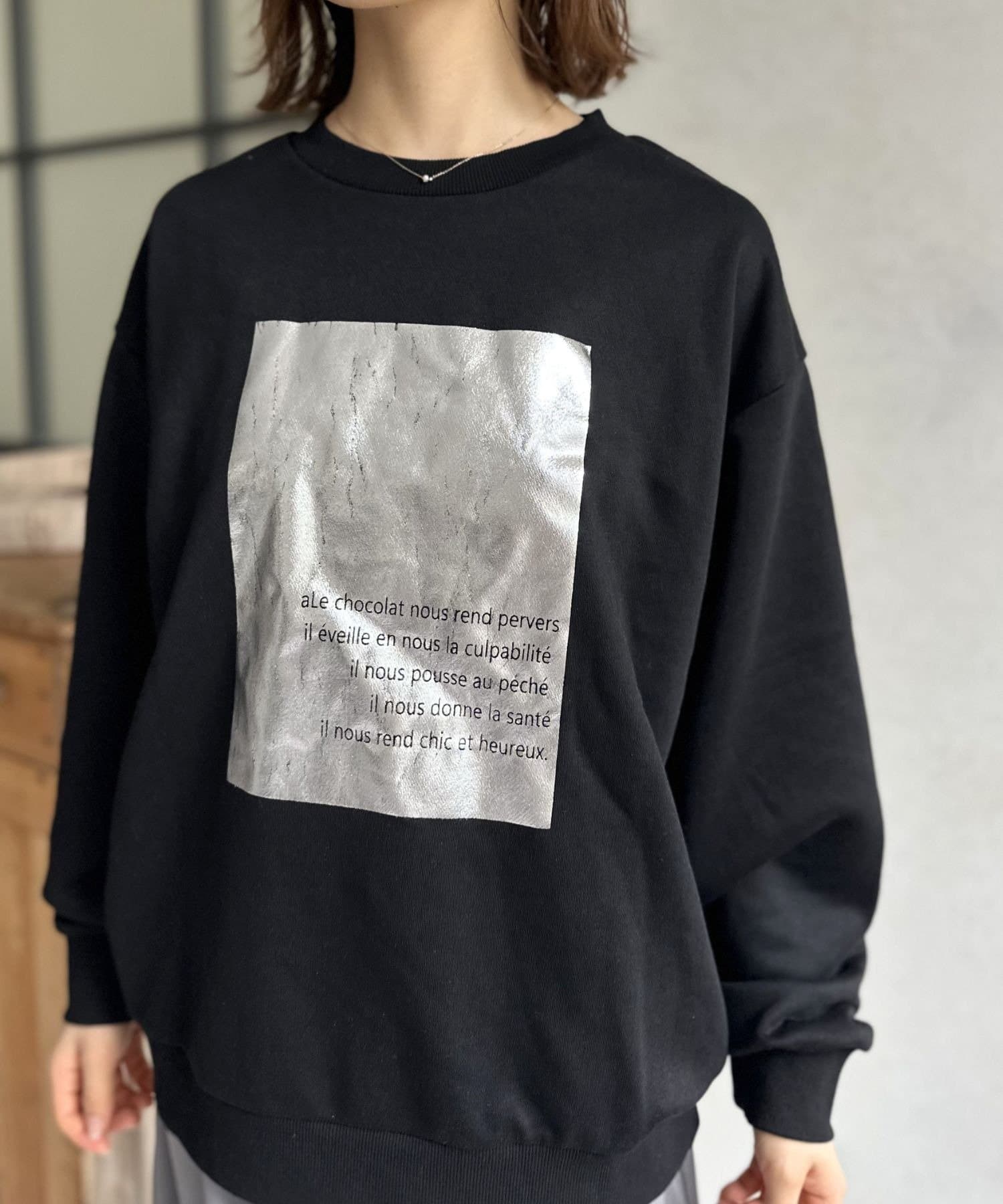 LOCUST(ローカスト) 【WEB限定】箔プリント裏毛スウェット