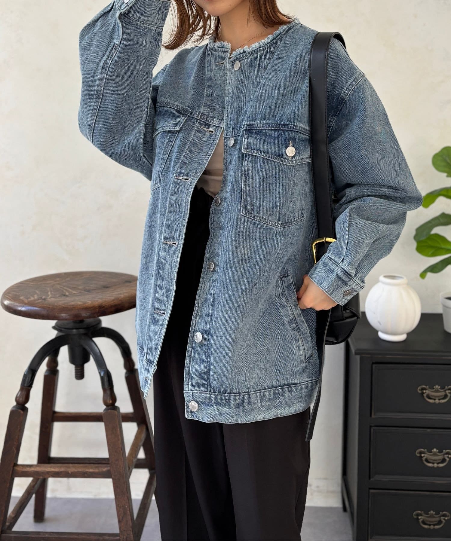 LOCUST(ローカスト) 【体型カバー】ノーカラービッグGジャン