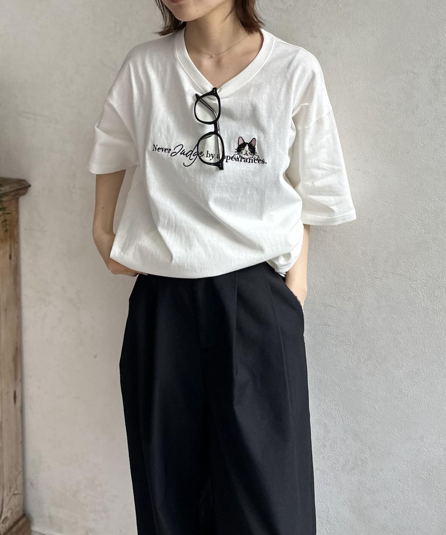 LOCUST(ローカスト) 【ユニセックス】【接触冷感】DOG＆CAT 刺繍T