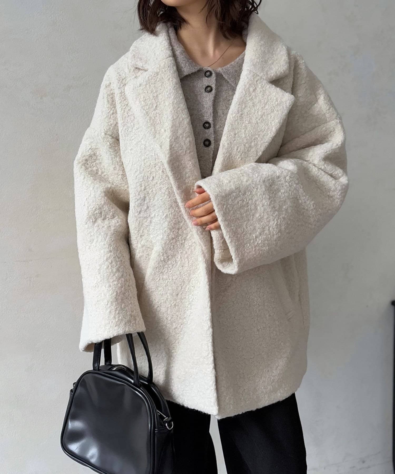 LOCUST(ローカスト) 【上品見え】フェイクウールコート