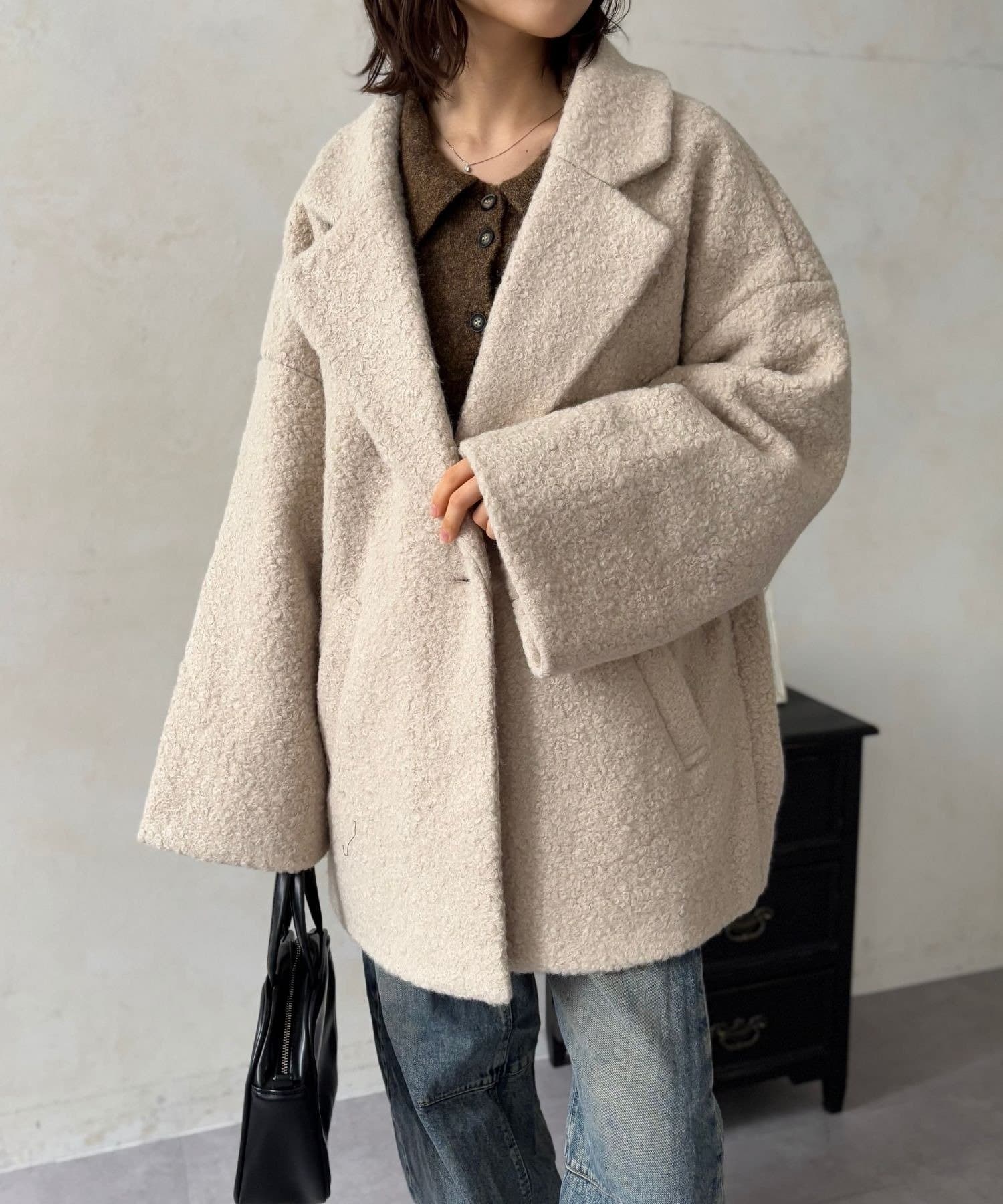 LOCUST(ローカスト) 【上品見え】フェイクウールコート