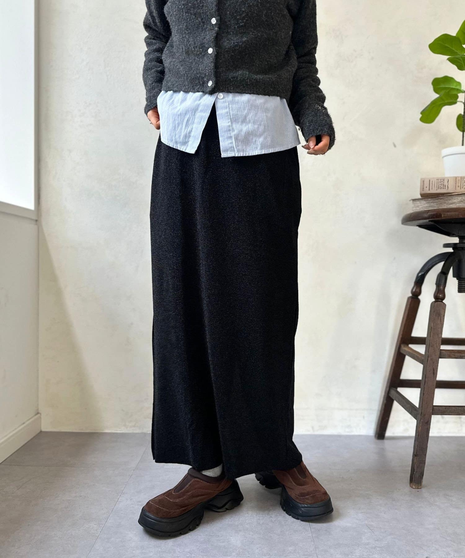 LOCUST(ローカスト) 【上品見え】ラメダブルニットスカート