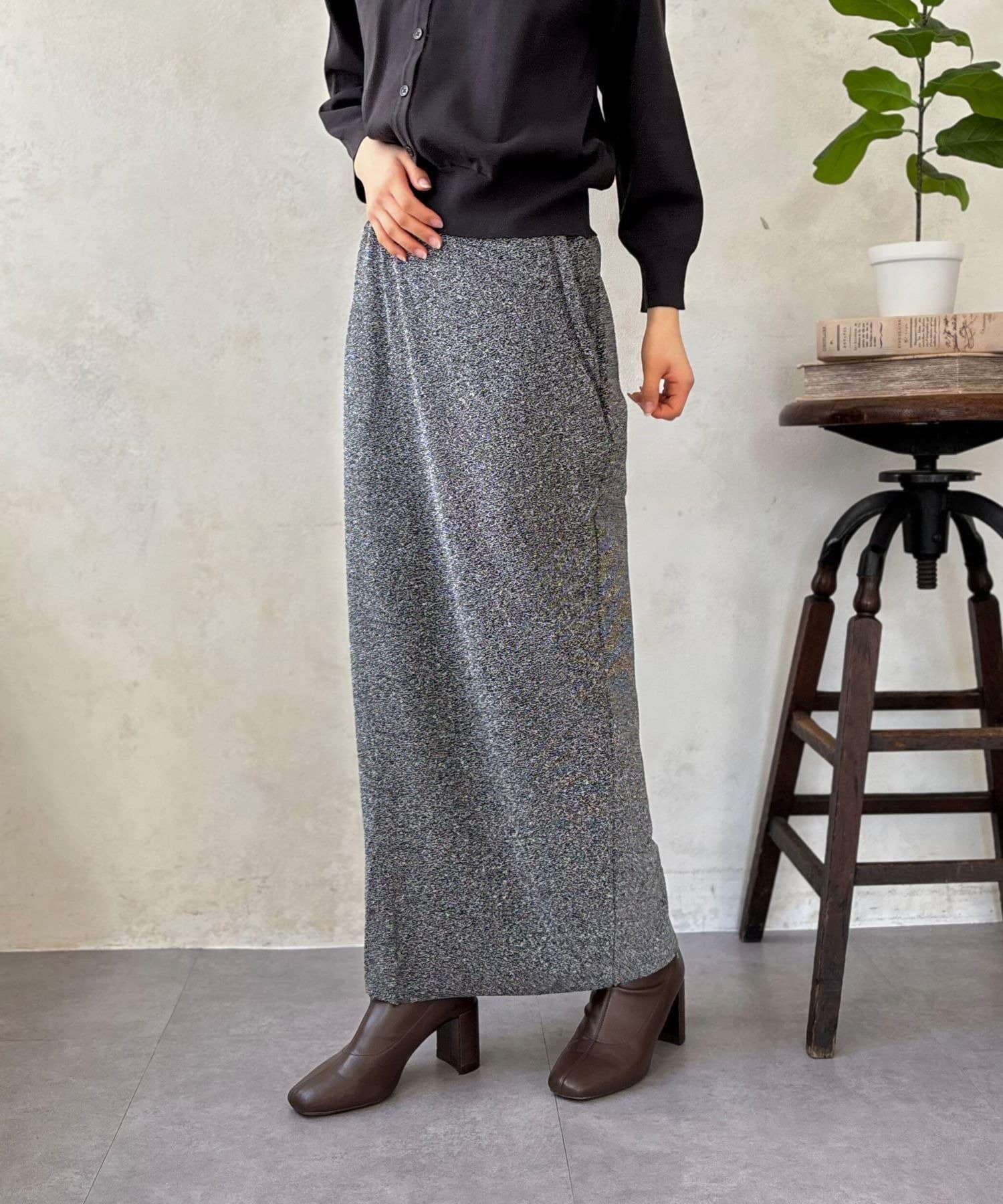 LOCUST(ローカスト) 【上品見え】ラメダブルニットスカート