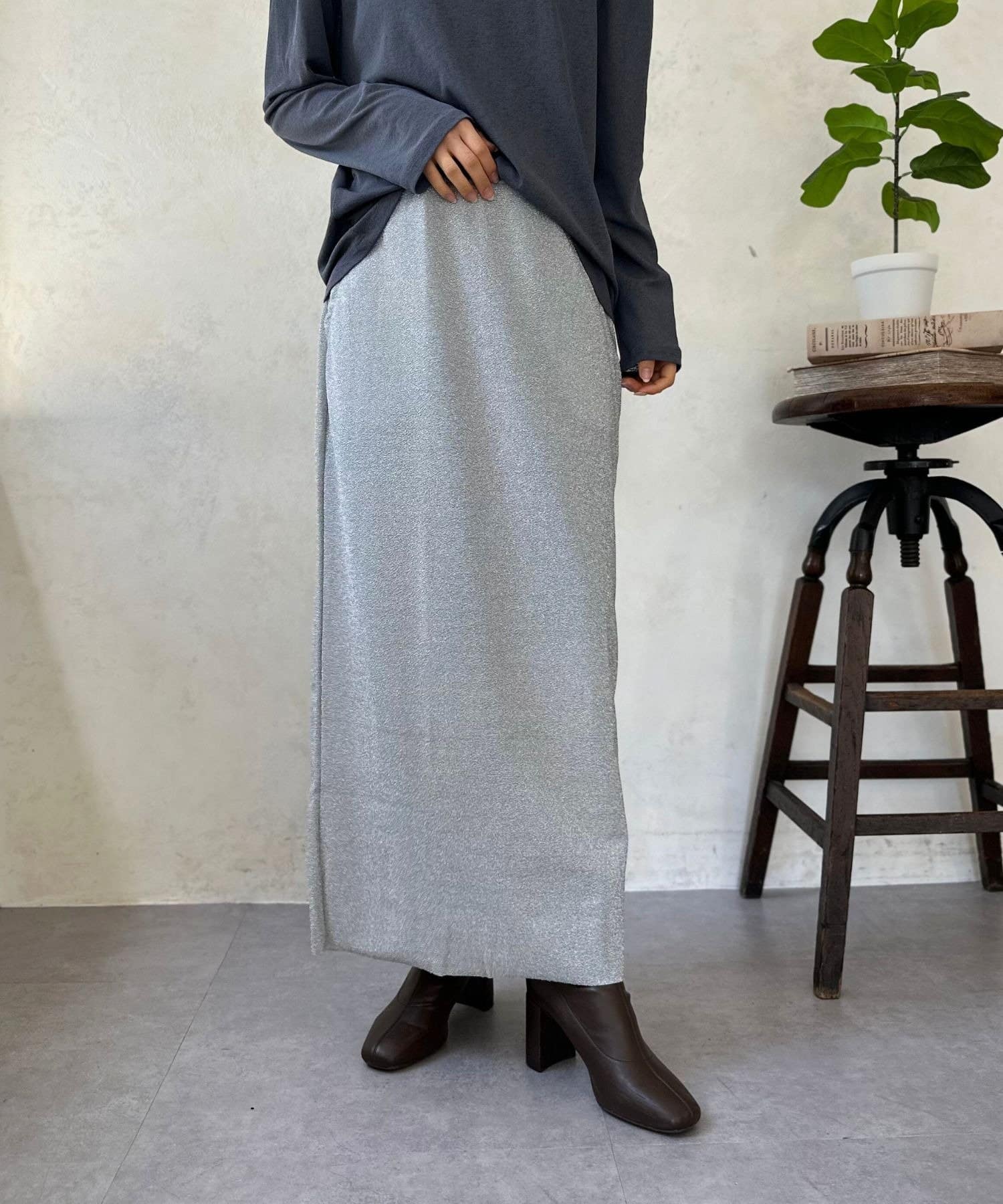 LOCUST(ローカスト) 【上品見え】ラメダブルニットスカート