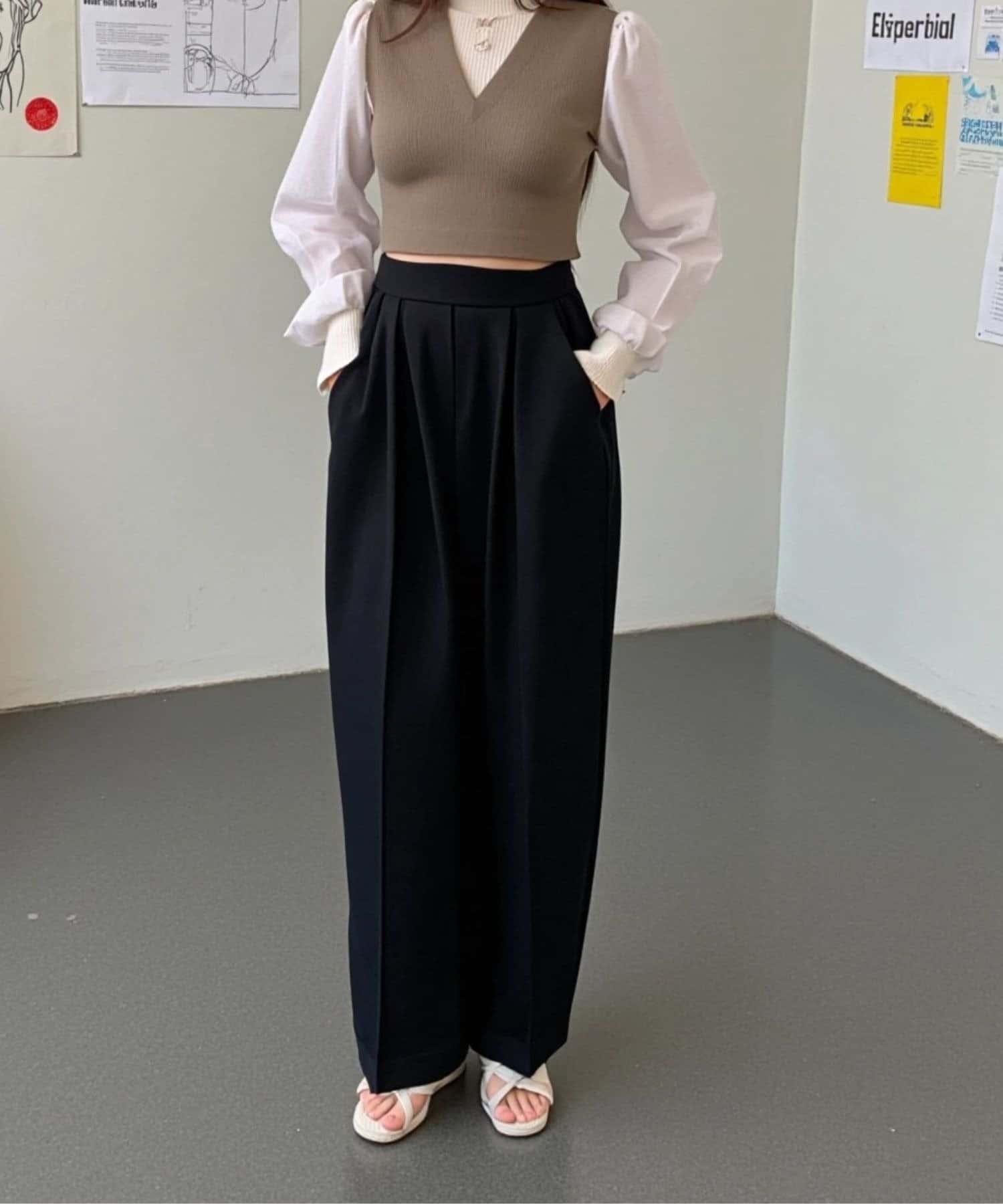 LOCUST(ローカスト) カットジョーゼットタックパンツ