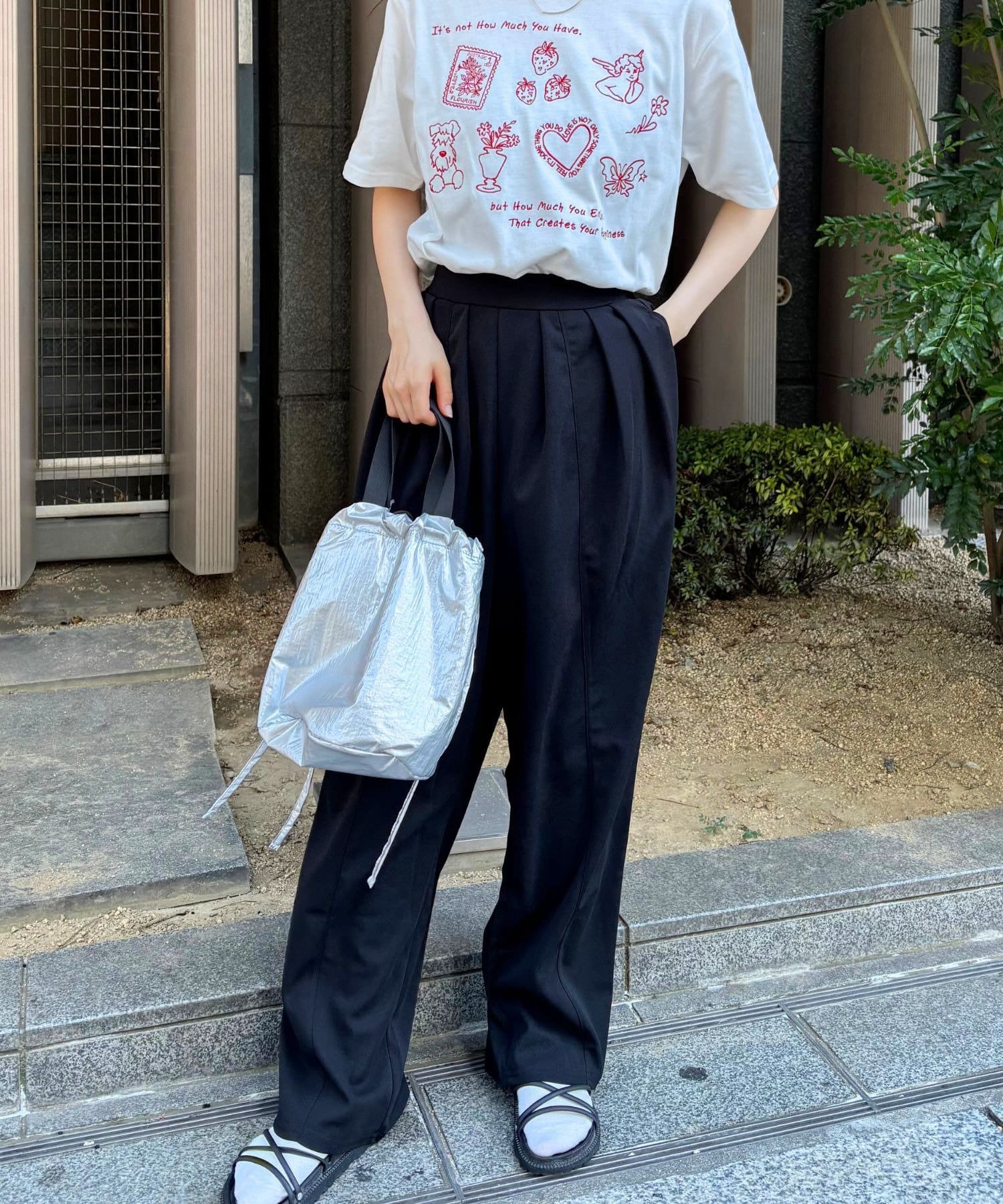 LOCUST(ローカスト) カットジョーゼットタックパンツ