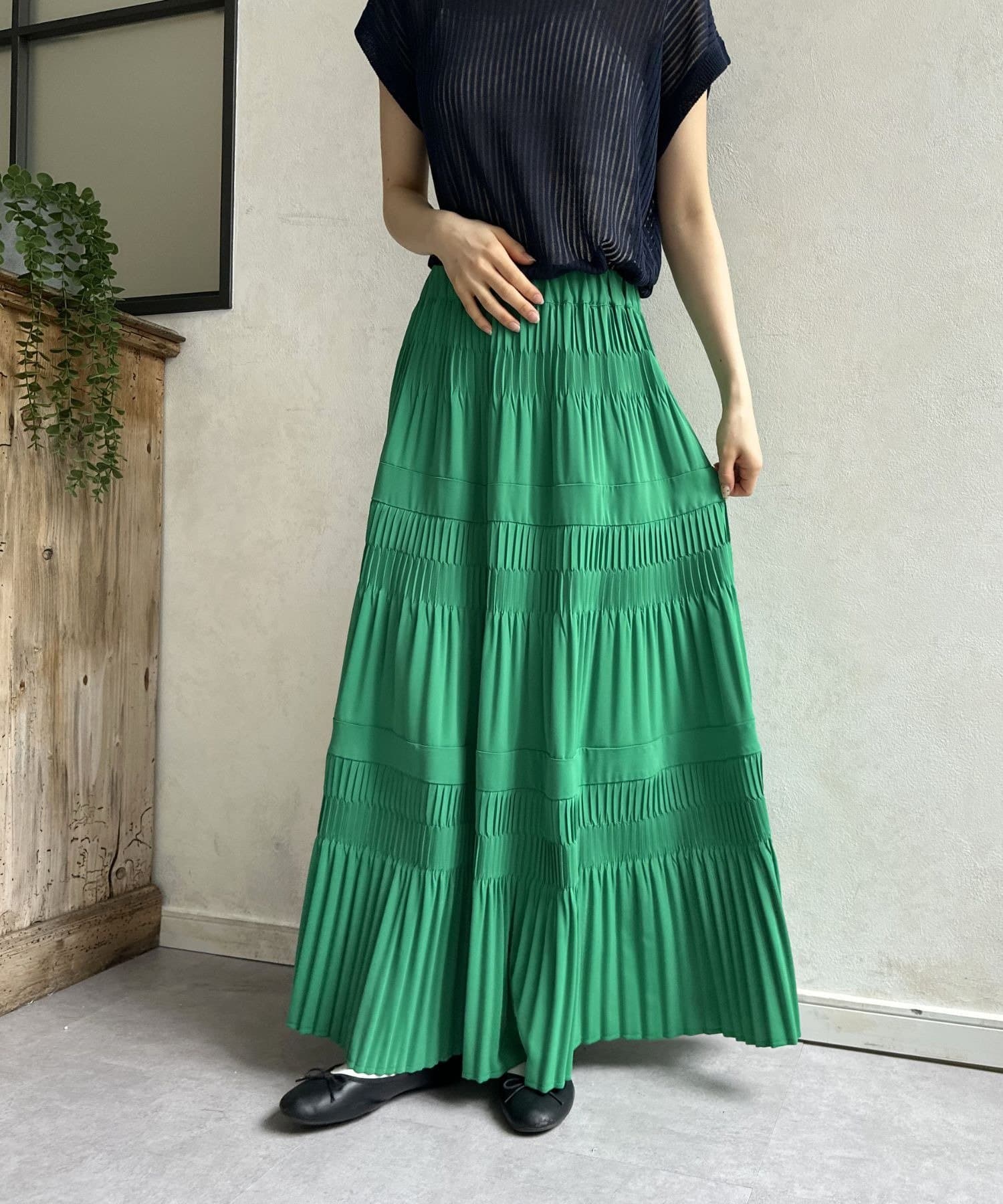 LOCUST(ローカスト) 【WEB限定】ティアードプリーツスカート