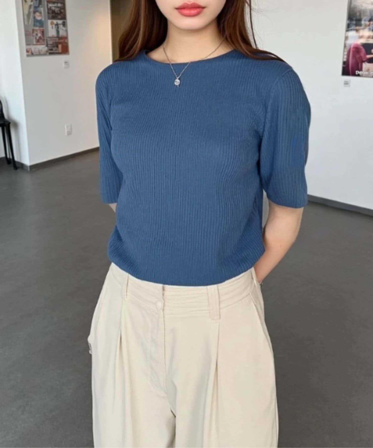 LOCUST(ローカスト) ウェーブジャガードクルーネックTシャツ