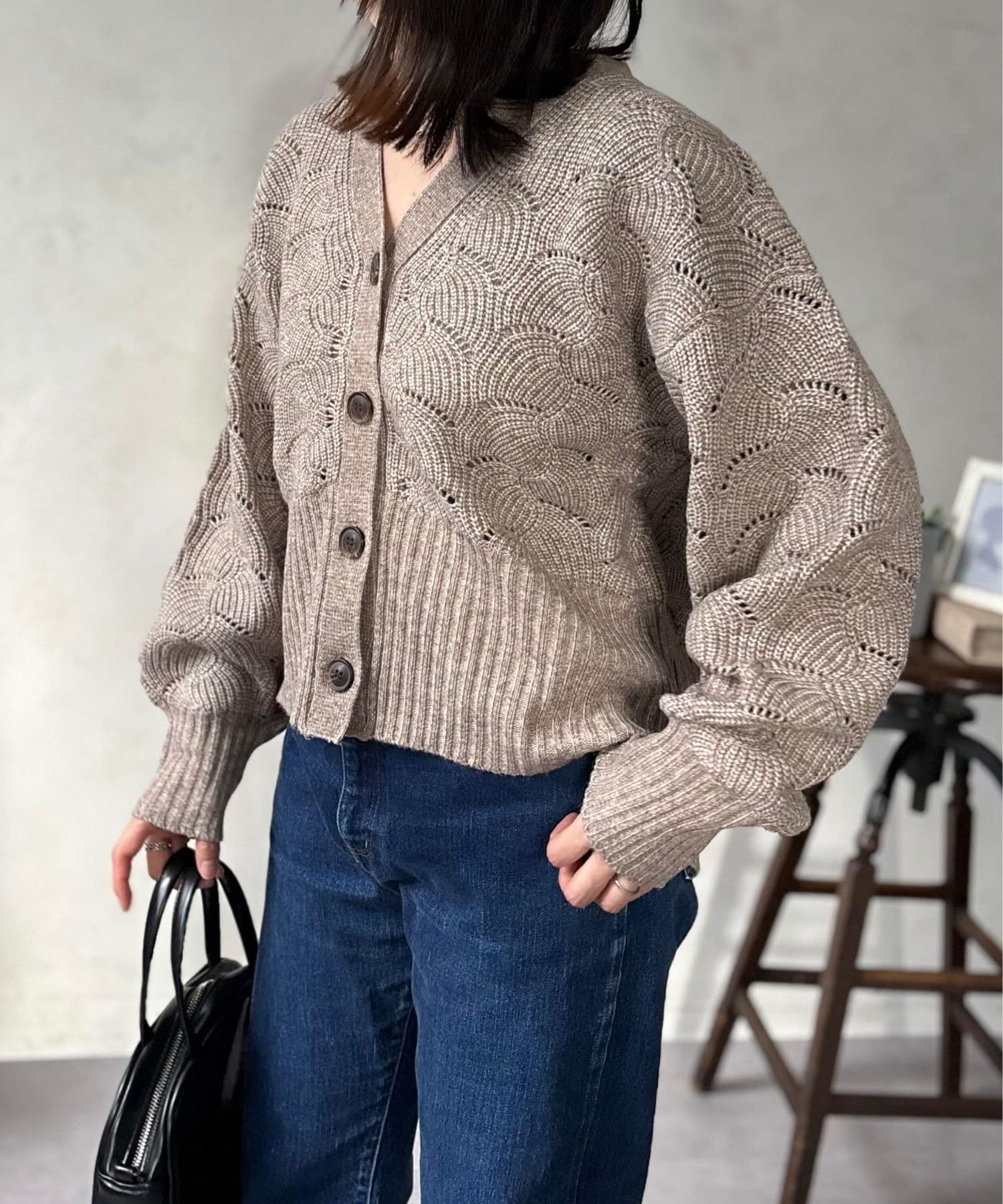 LOCUST(ローカスト) 【着回し力抜群】柄編みニットカーデ