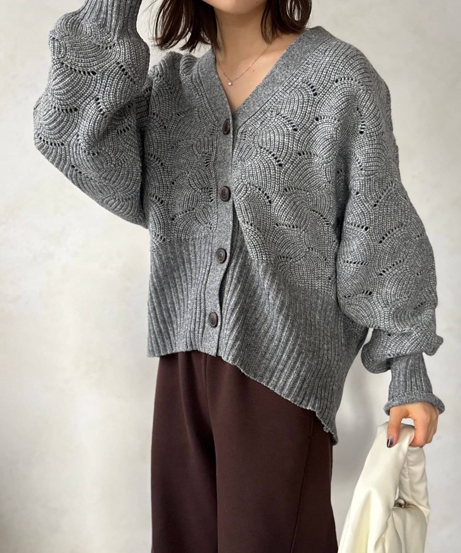 LOCUST(ローカスト) 【着回し力抜群】柄編みニットカーデ