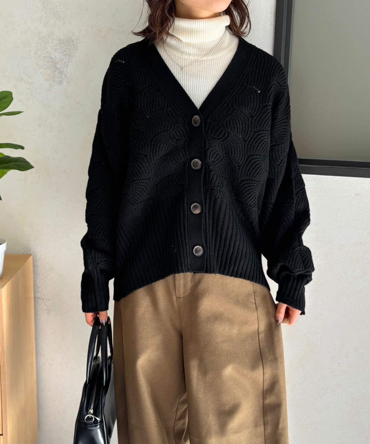 LOCUST(ローカスト) 【着回し力抜群】柄編みニットカーデ