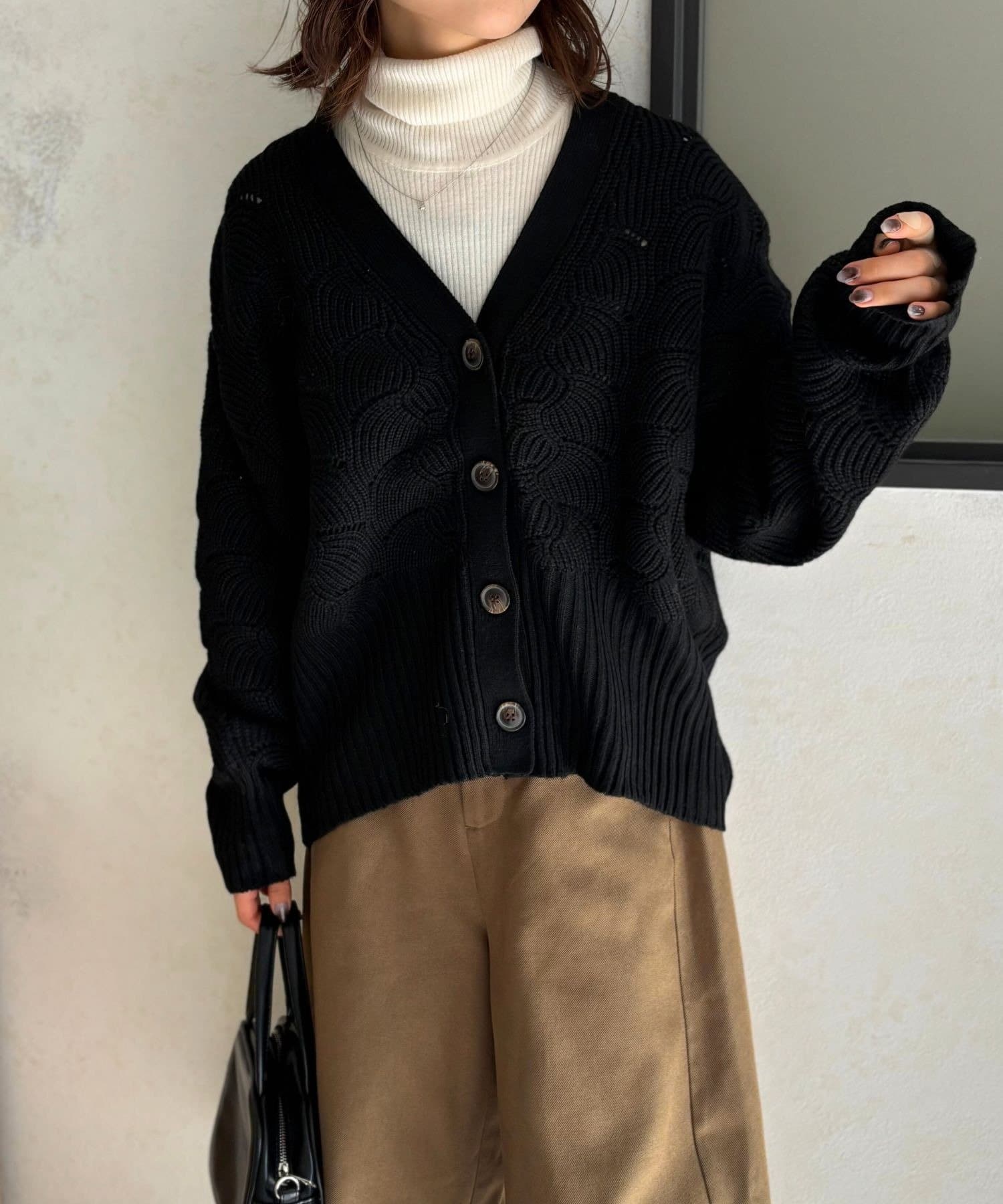 LOCUST(ローカスト) 【着回し力抜群】柄編みニットカーデ