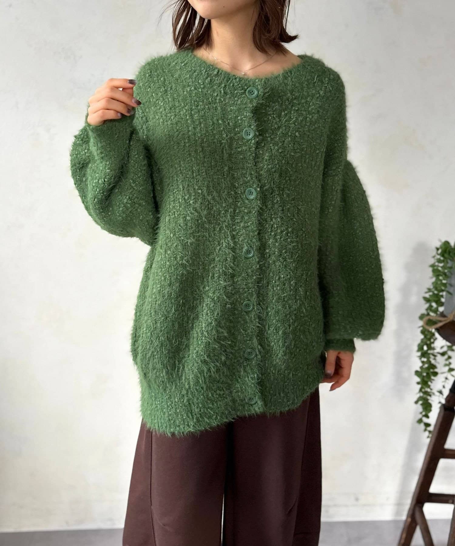 LOCUST(ローカスト) 【前後2WAY】シャギーニットカーデ