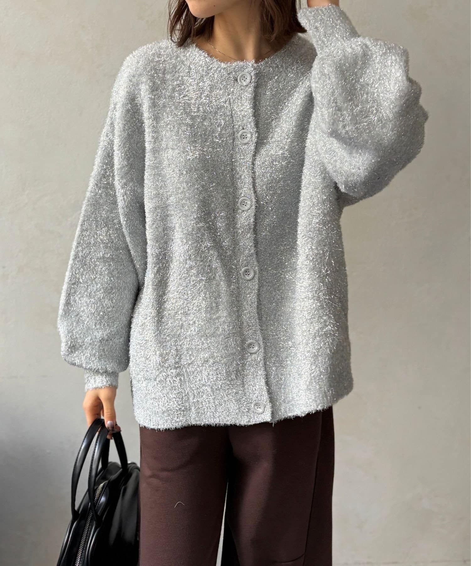 LOCUST(ローカスト) 【上品見え】ラメグリッターニットカーデ