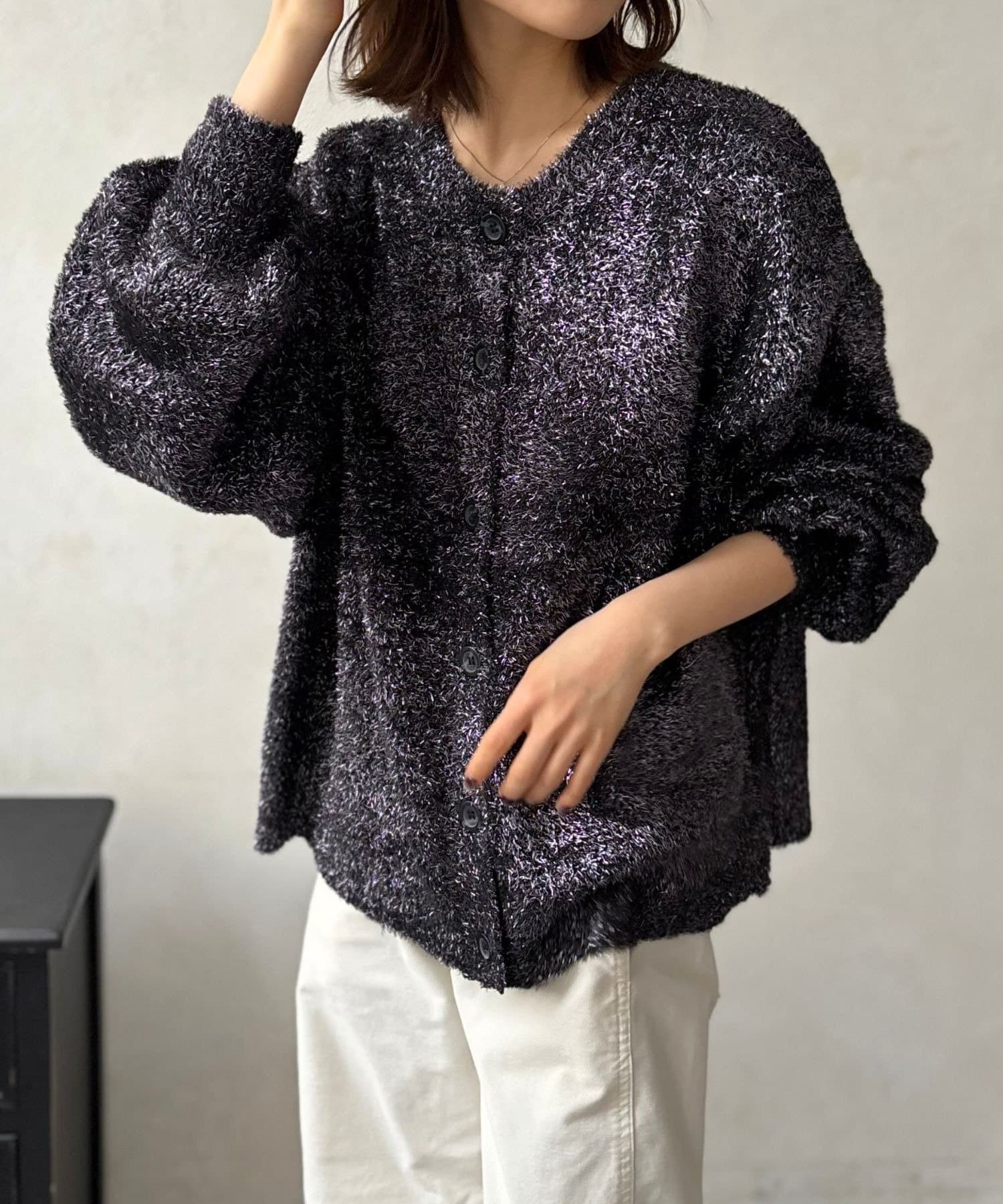 LOCUST(ローカスト) 【上品見え】ラメグリッターニットカーデ