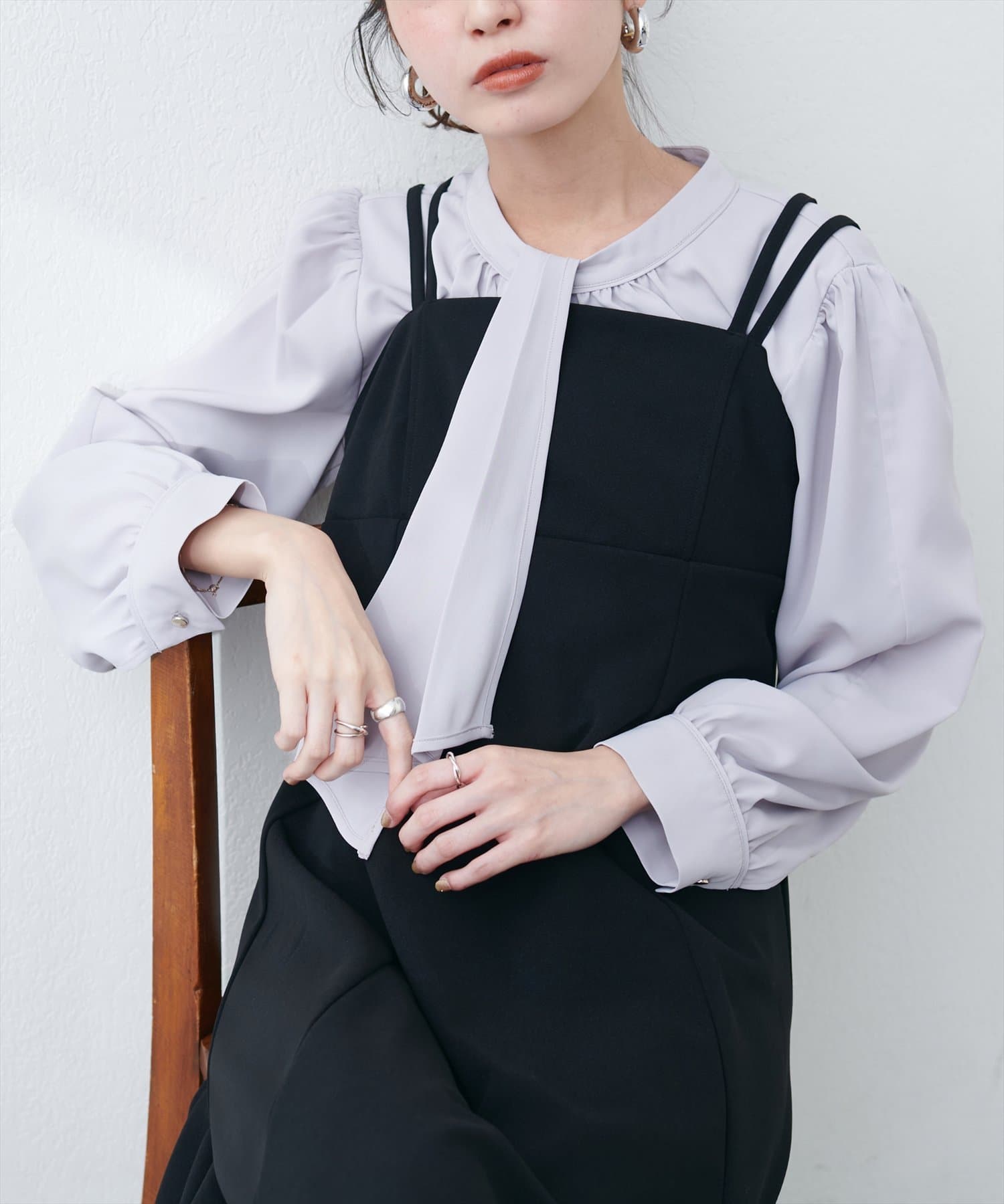 NICE CLAUP / OLIVE des OLIVE OUTLET(ナイスクラップ  / オリーブ デ オリーブ アウトレット) 【natural couture】フロッキーチェック長袖ブラウス