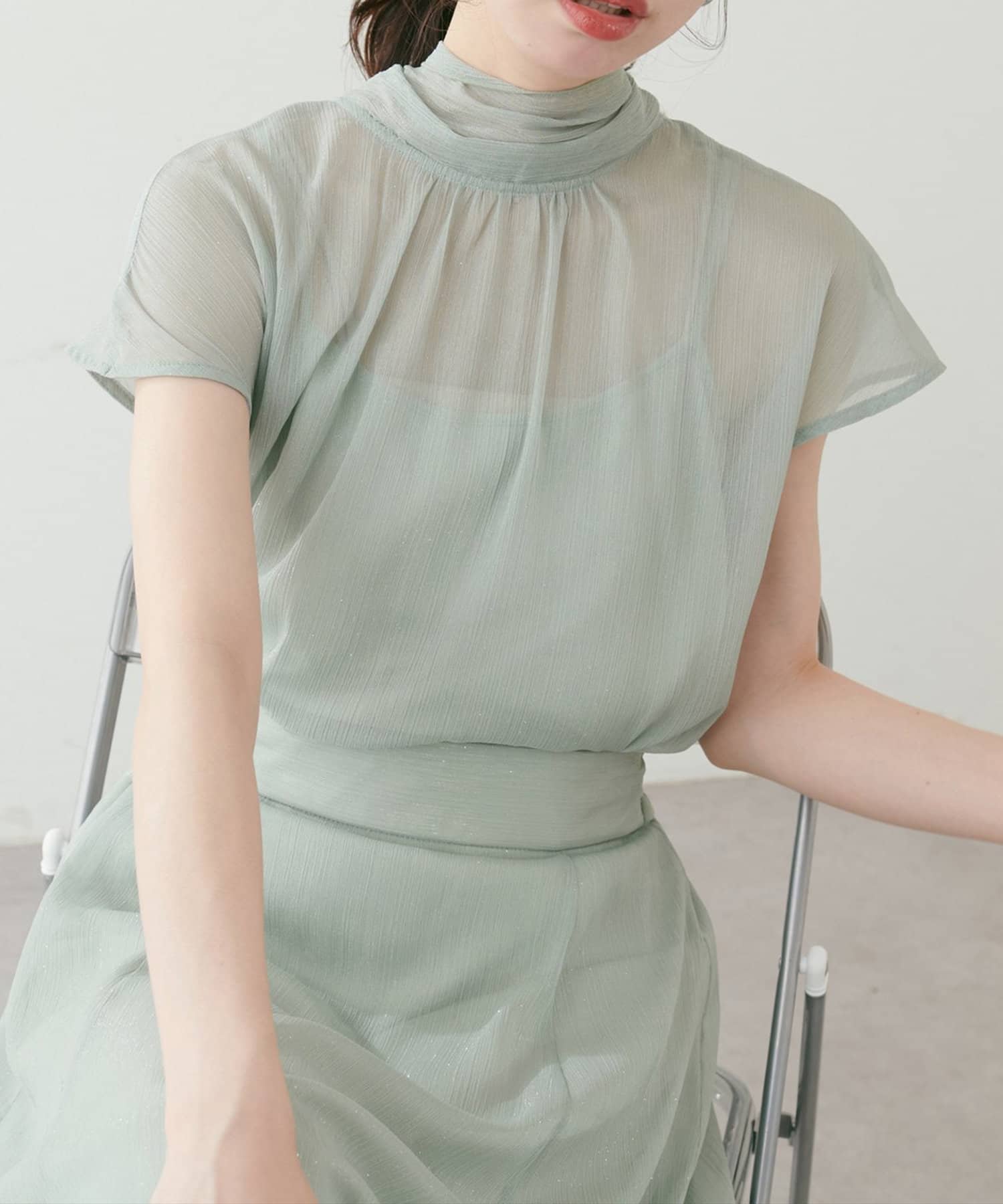NICE CLAUP / OLIVE des OLIVE OUTLET(ナイスクラップ  / オリーブ デ オリーブ アウトレット) 【natural couture】フレンチスリーブボータイブラウス