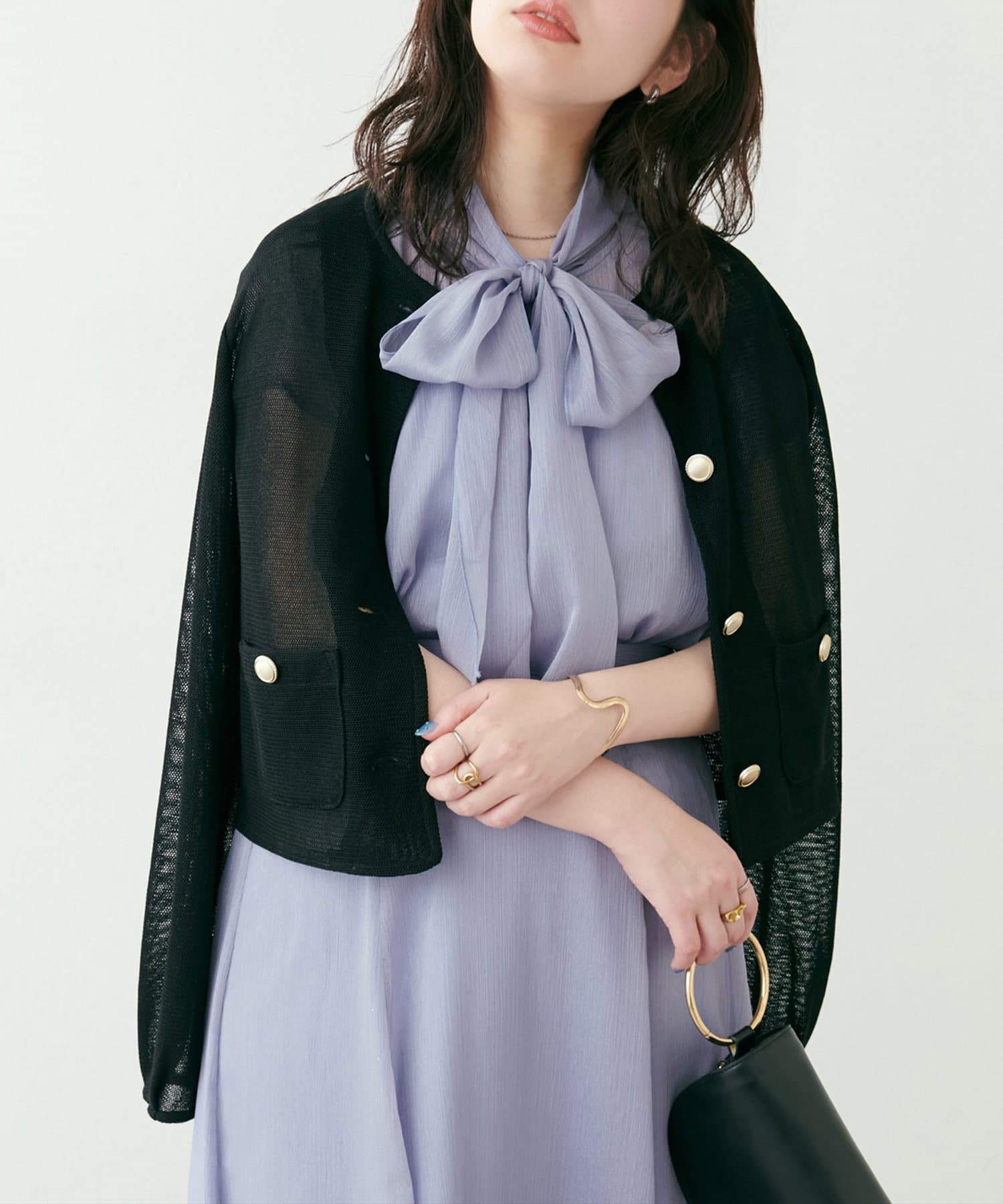NICE CLAUP / OLIVE des OLIVE OUTLET(ナイスクラップ  / オリーブ デ オリーブ アウトレット) 【natural couture】フレンチスリーブボータイブラウス