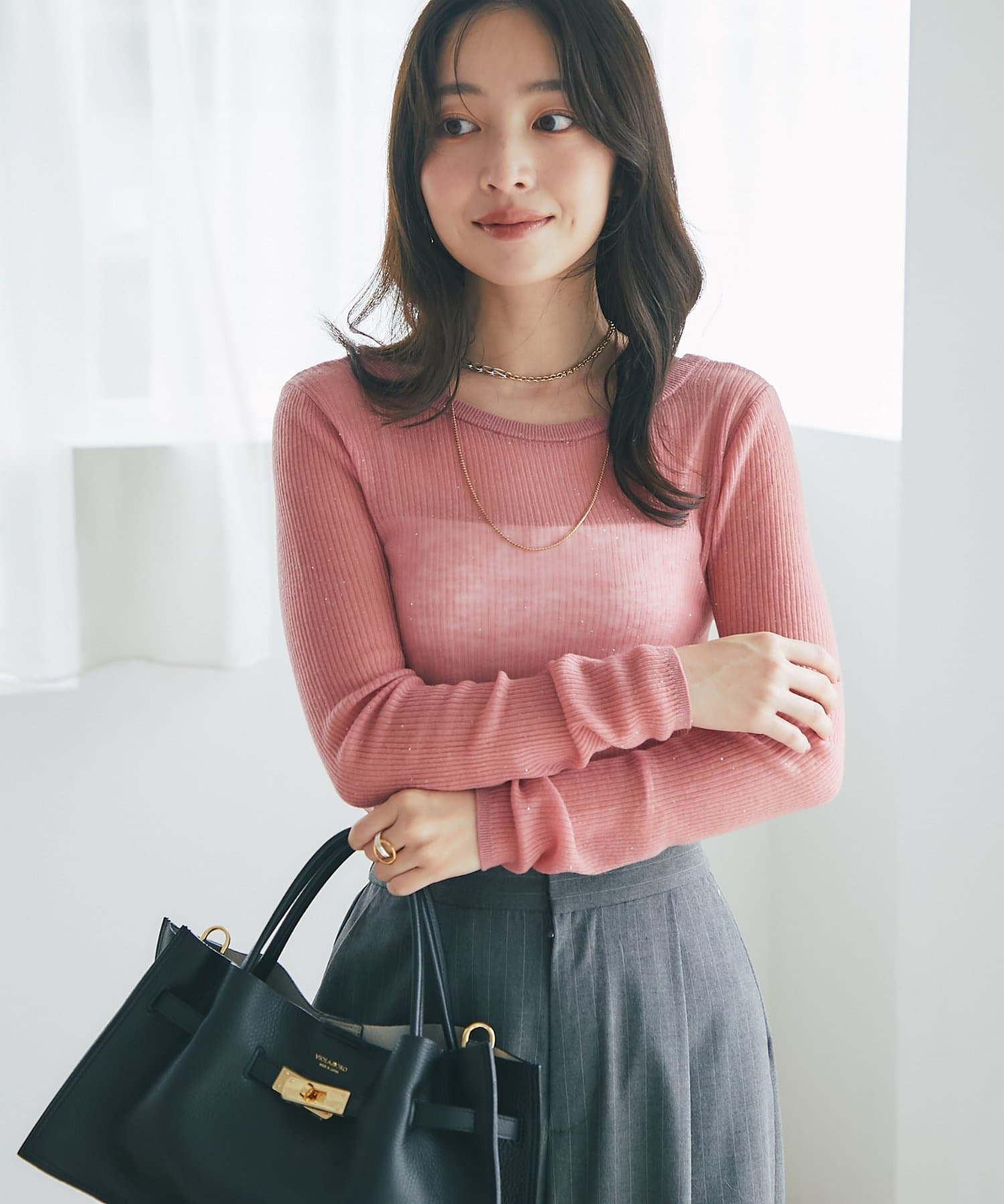 La boutique BonBon(ラブティックボンボン) 【名品・ヘビロテアイテム】シアースパンコール2WAYリブニット