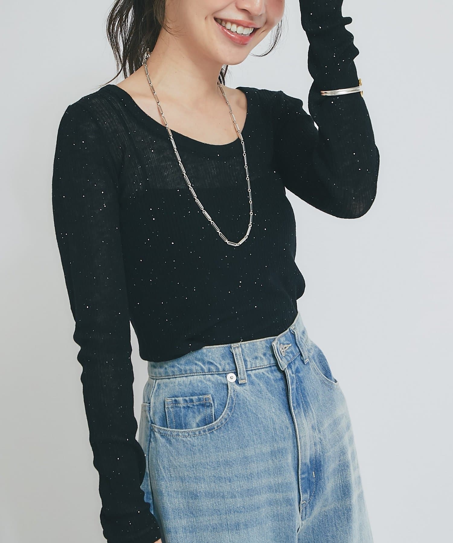La boutique BonBon(ラブティックボンボン) 【名品・ヘビロテアイテム】シアースパンコール2WAYリブニット