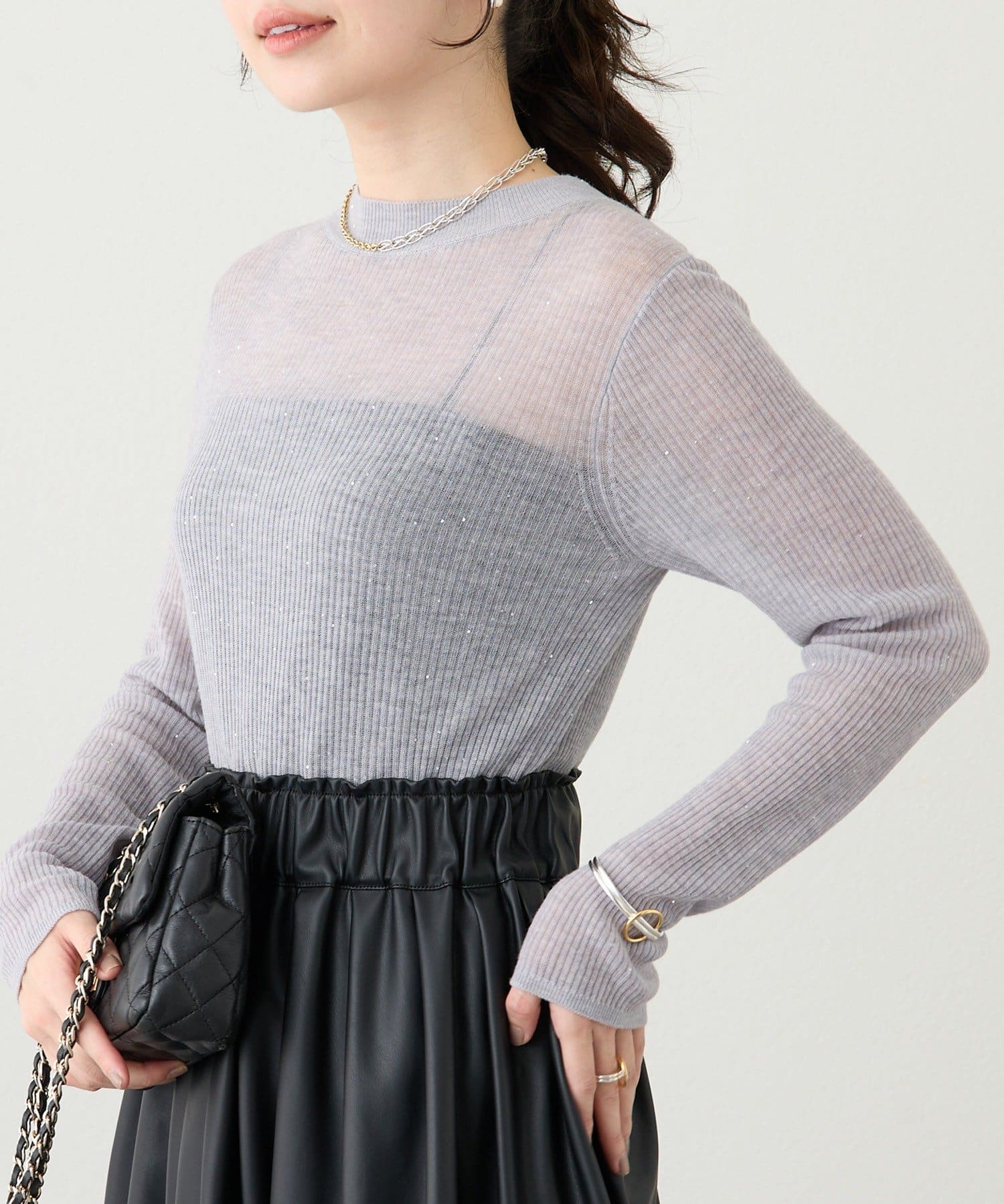 La boutique BonBon(ラブティックボンボン) シアースパンコールハイネックリブニット