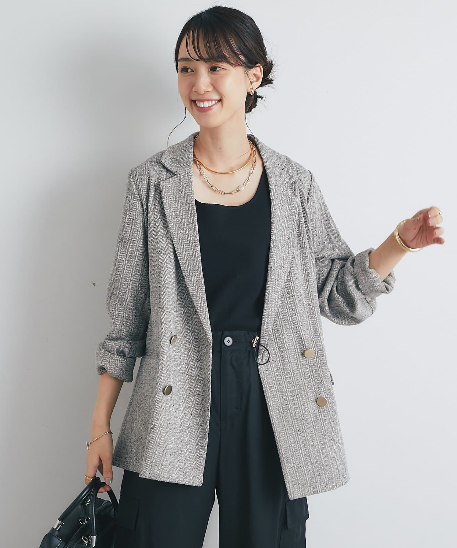 ヘリンボーン ジャケット 大人 上品 テーラード ミドル丈 ウール ACTIVE TAILOR】ヘリンボーンテーラードジャケット｜メンズ
