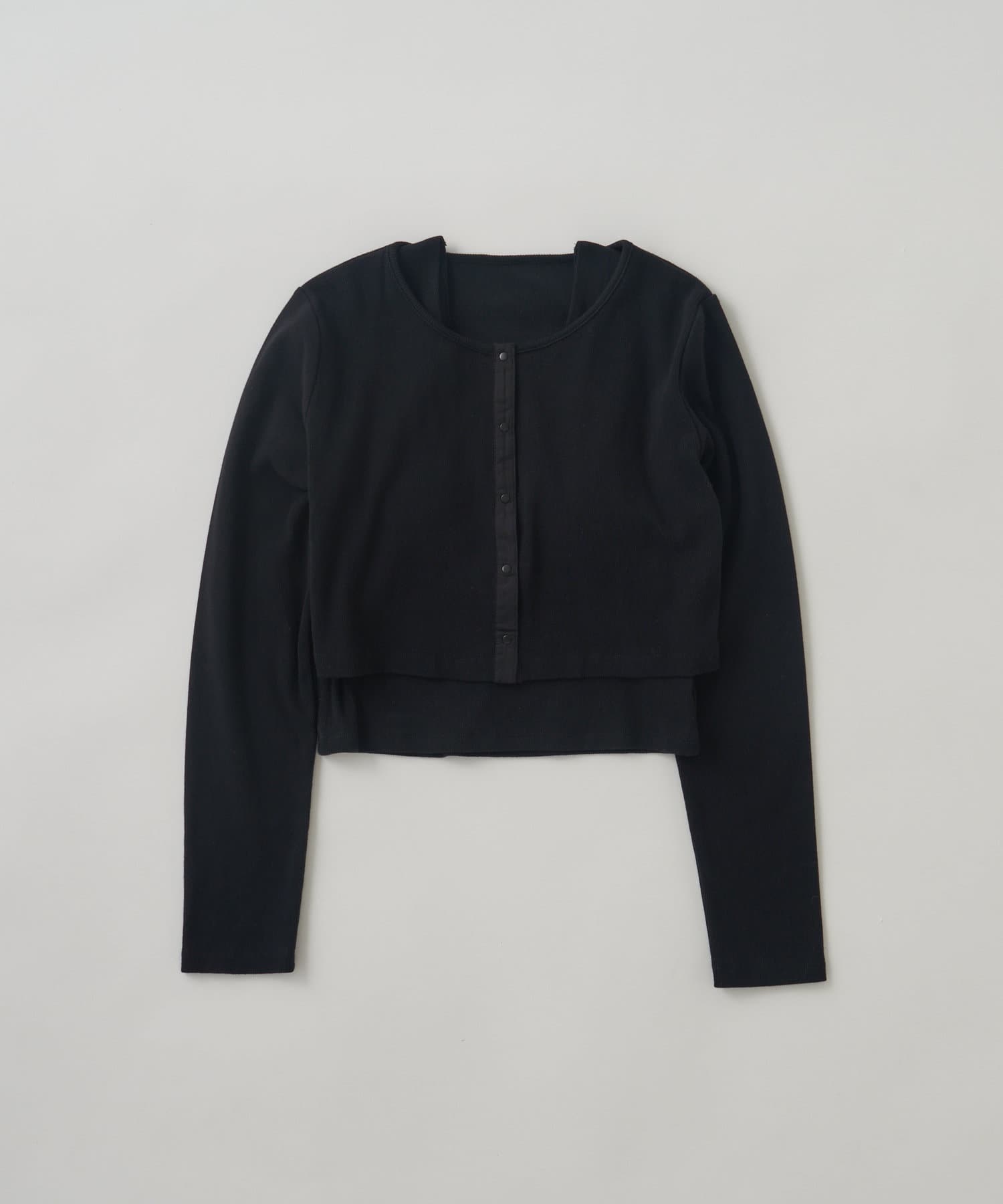 OUTLET(アウトレット) 【earthy_】リブショートカーデ ＆カップ付きタンクセット