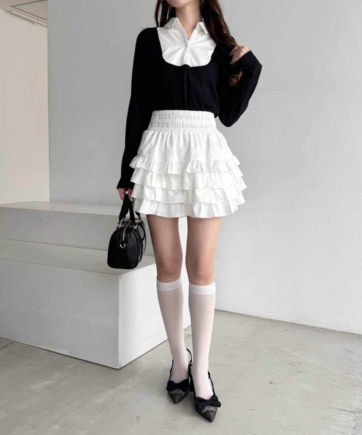 NICE CLAUP / OLIVE des OLIVE OUTLET(ナイスクラップ  / オリーブ デ オリーブ アウトレット) 【one after another】ティアードフリルミニスカート