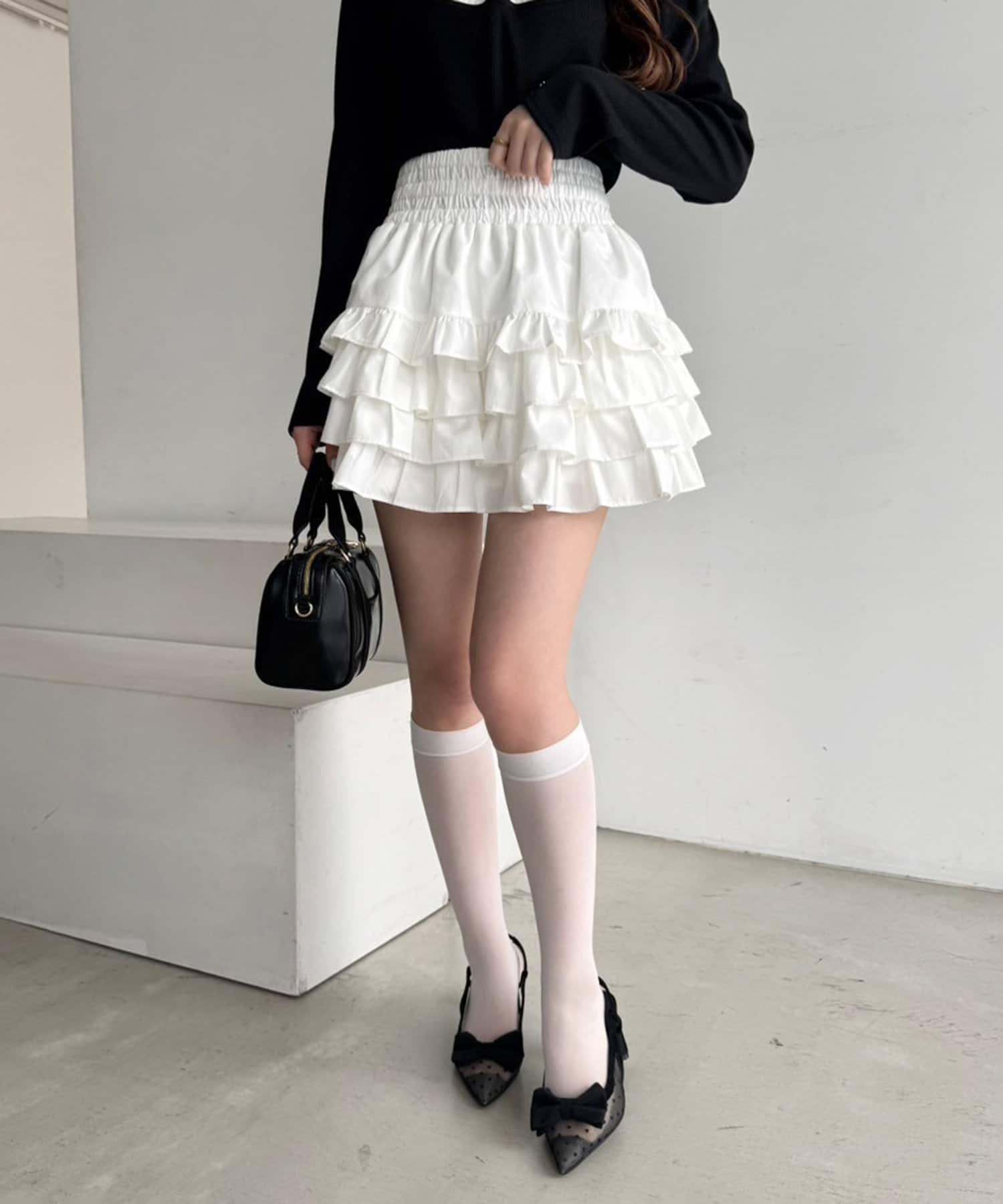 NICE CLAUP / OLIVE des OLIVE OUTLET(ナイスクラップ  / オリーブ デ オリーブ アウトレット) 【one after another】ティアードフリルミニスカート