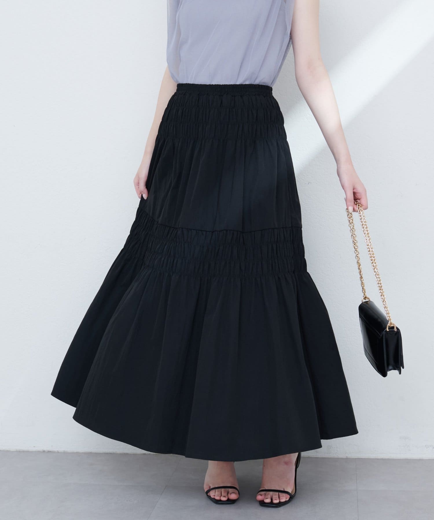 WEB限定】シャーリングティアードスカート | natural couture