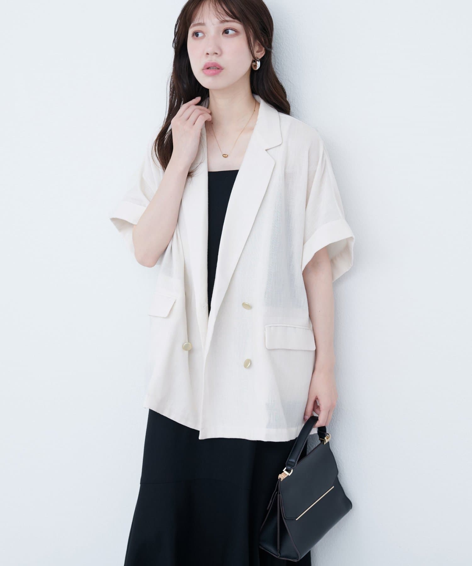 袖口ロールUP綿麻シアージャケット | natural couture