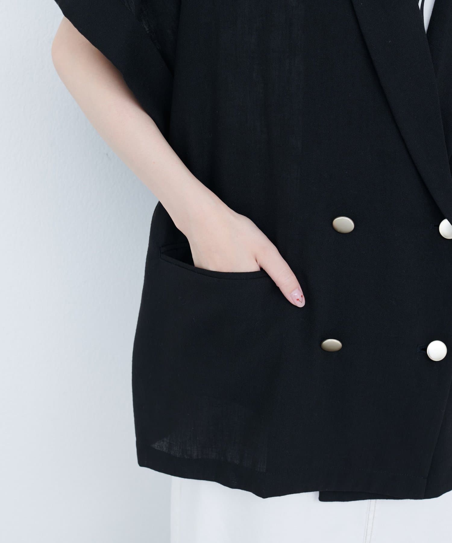 natural couture(ナチュラルクチュール) 袖口ロールUP綿麻シアージャケット