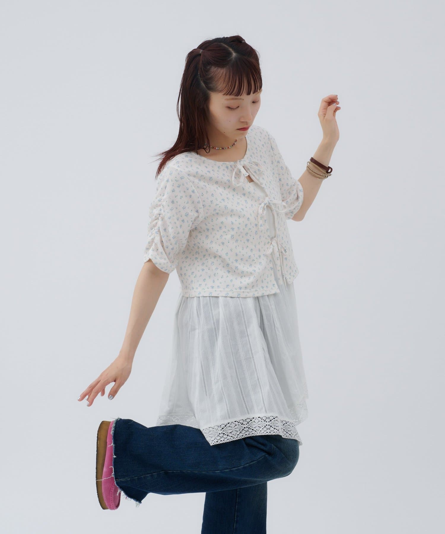w closet(ダブルクローゼット) 【Your project Item♡】小花カーデSETキャミワンピース