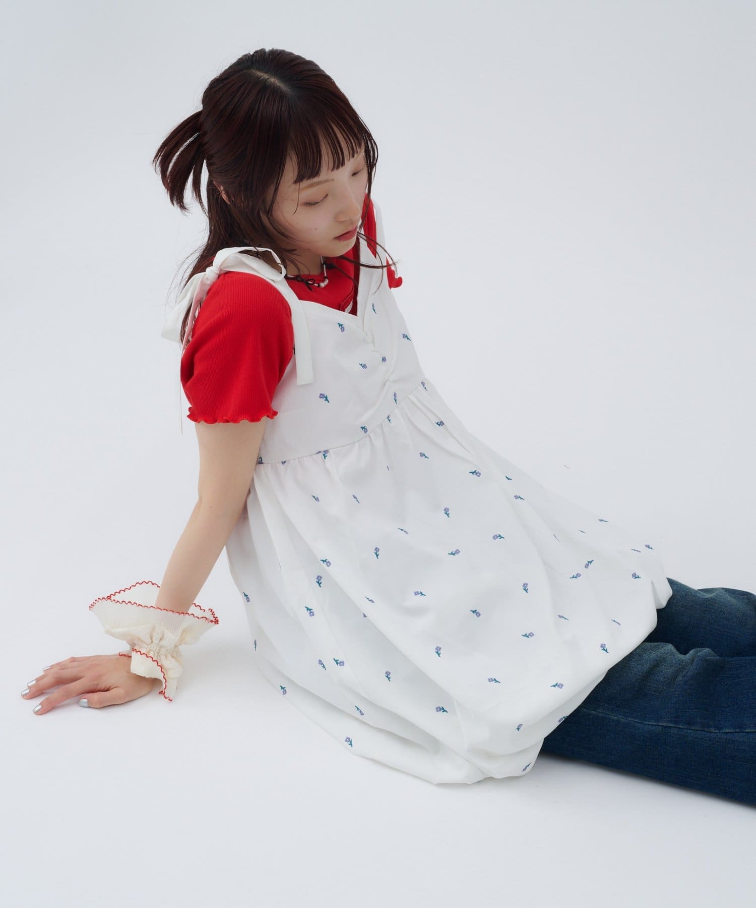 w closet(ダブルクローゼット) 【Your project Item♡】肩リボンバルーンキャミワンピース