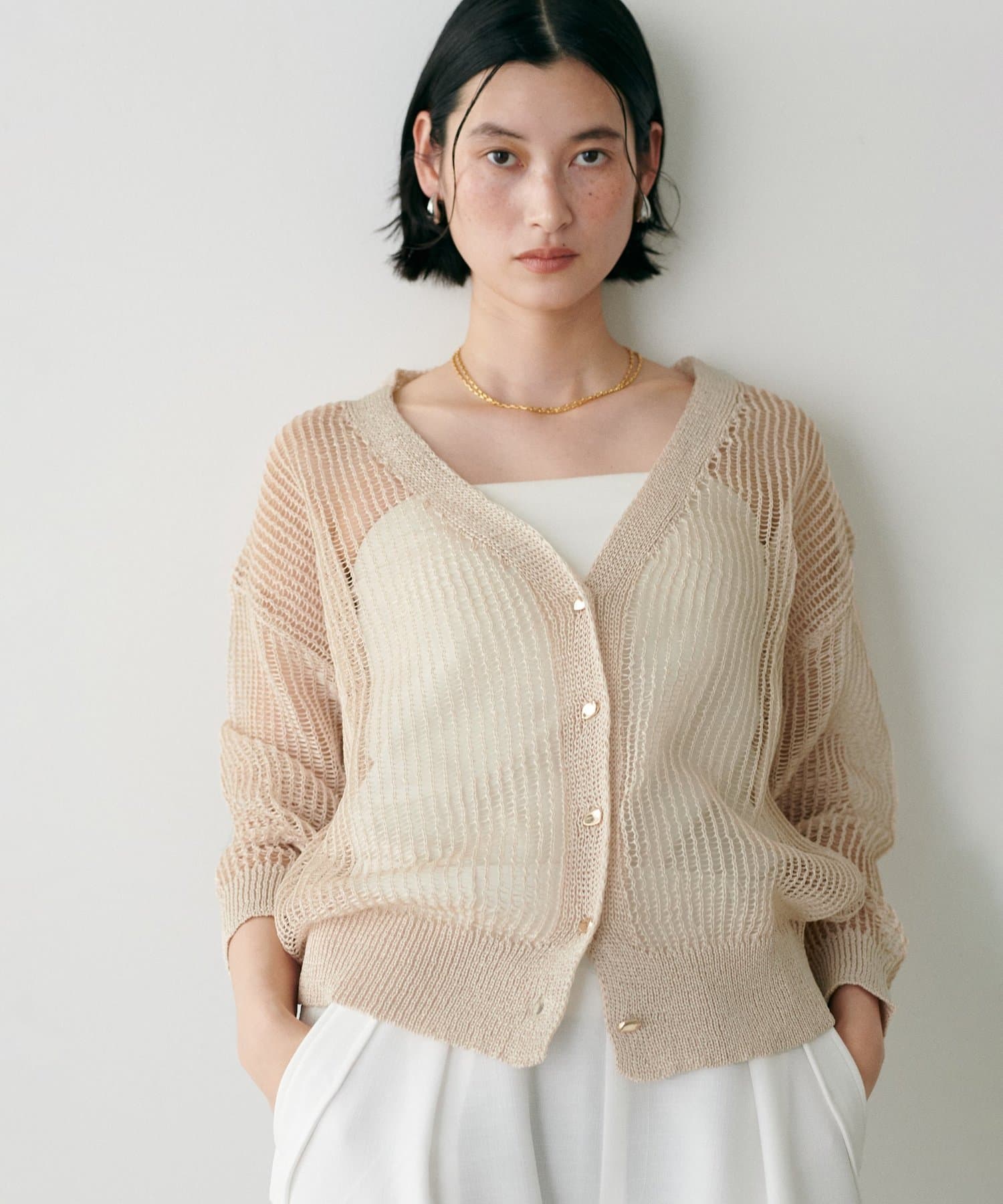 LARUTA(ラルータ) メッシュ編み2wayカーデ