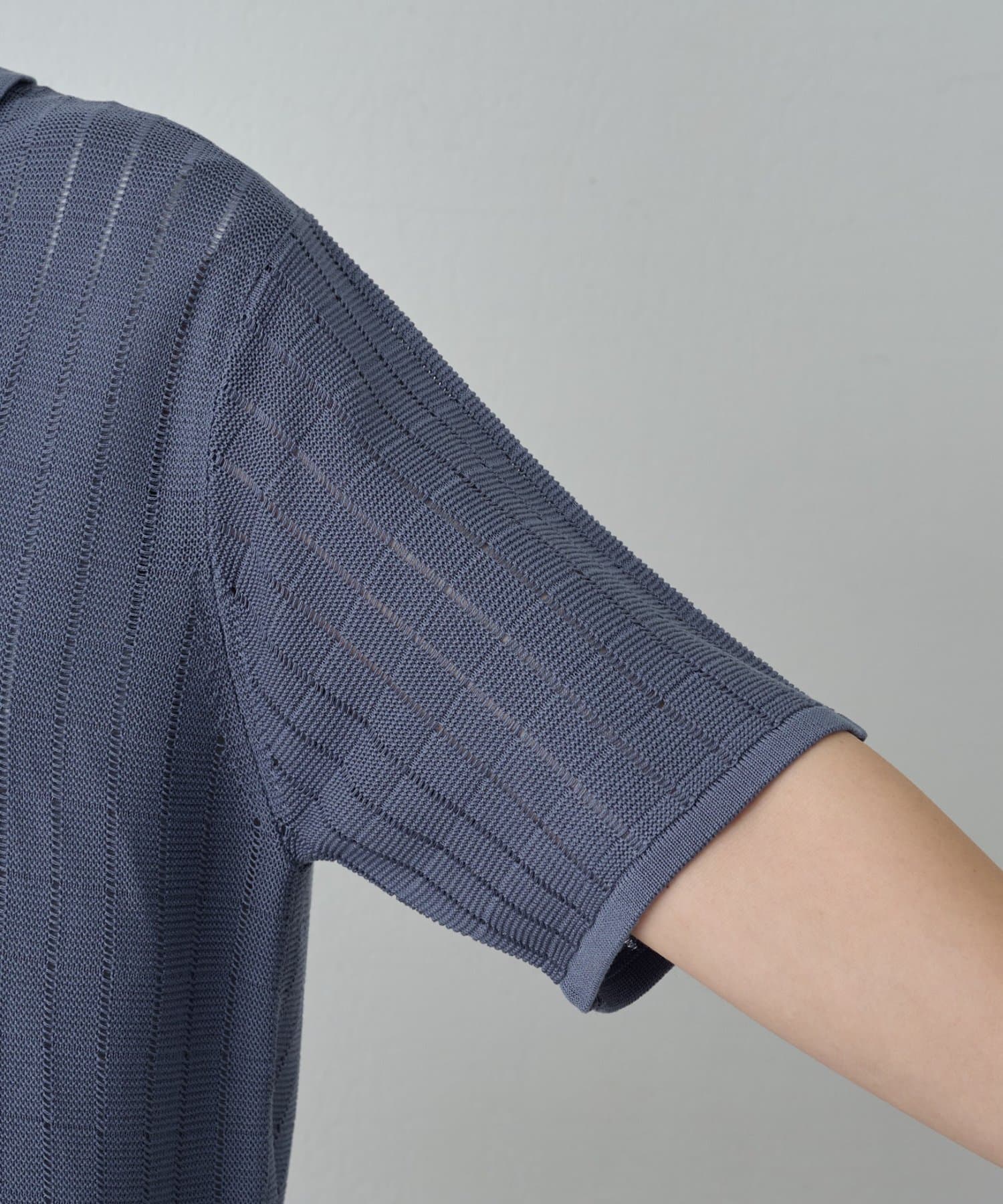 COLONY 2139(コロニー トゥーワンスリーナイン) 透かし編み半袖スキッパーニット