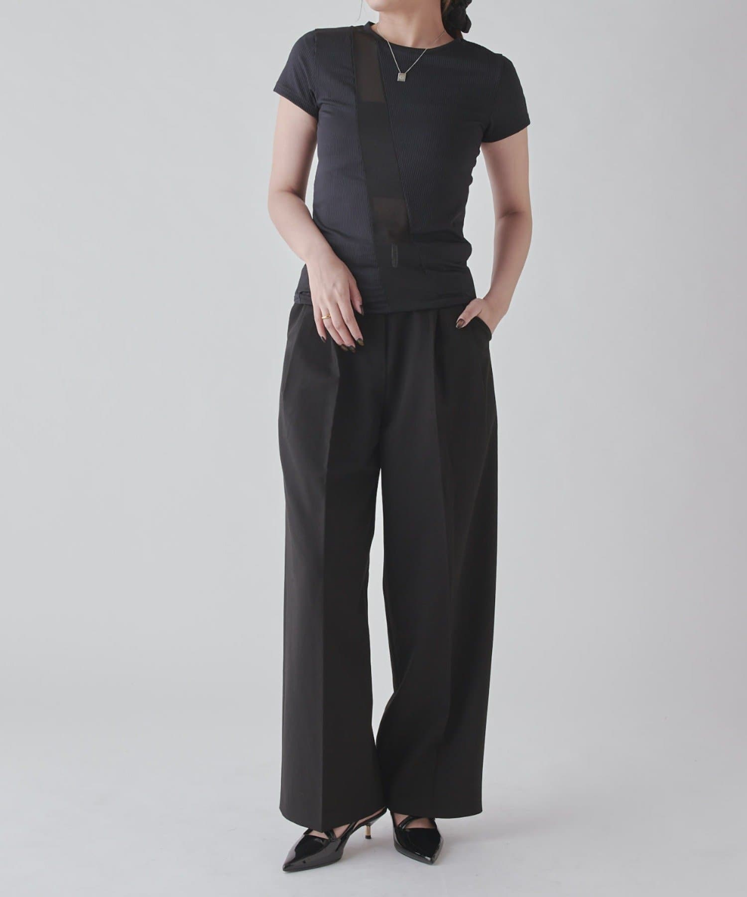 OUTLET(アウトレット) 【Lui's】カットアウトリブトップス