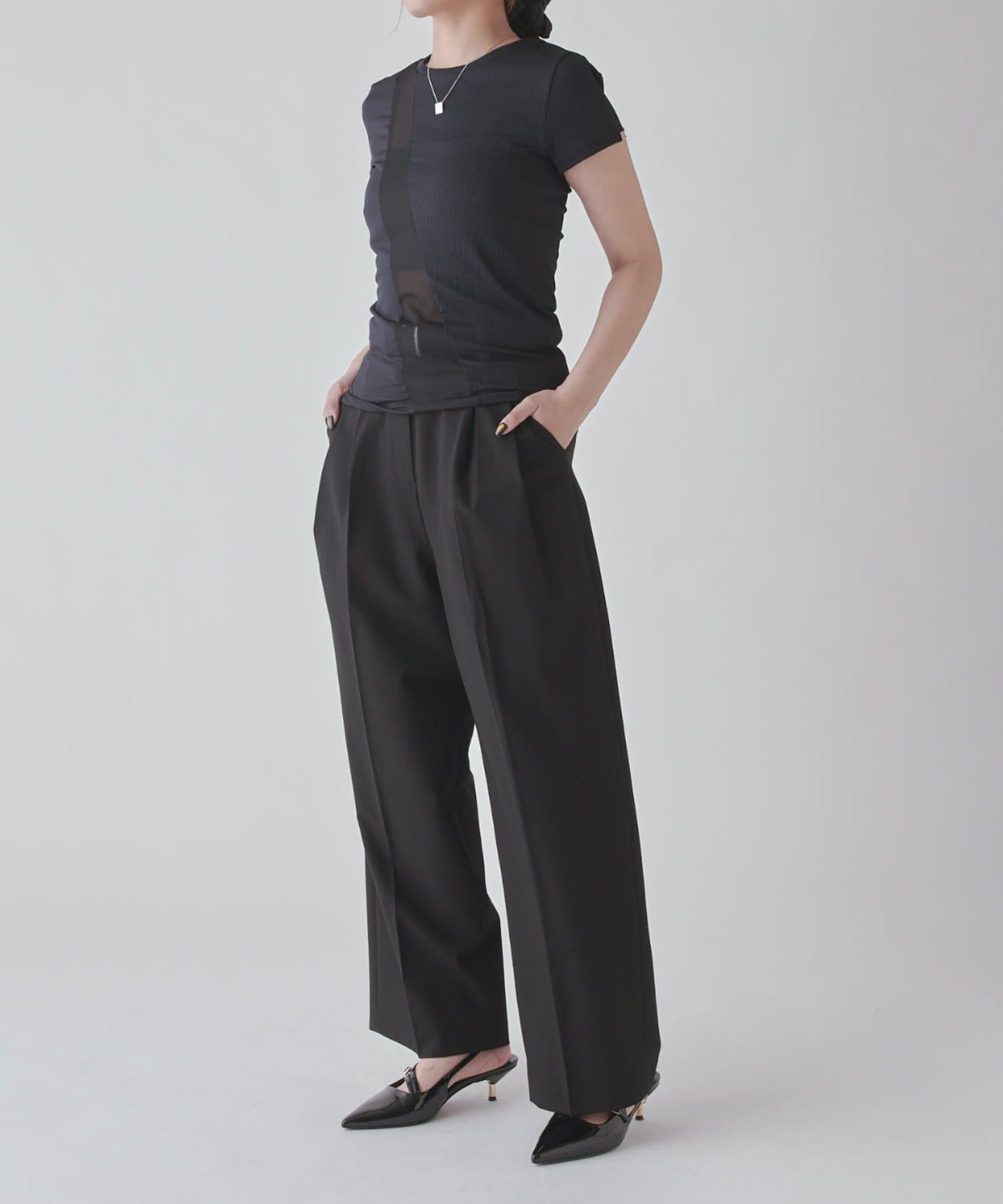 OUTLET(アウトレット) 【Lui's】カットアウトリブトップス