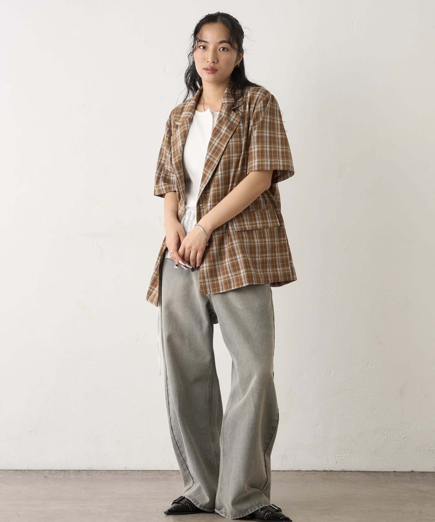 OUTLET(アウトレット) 【WHO'S WHO gallery】テーラード半袖ダブルジャケット