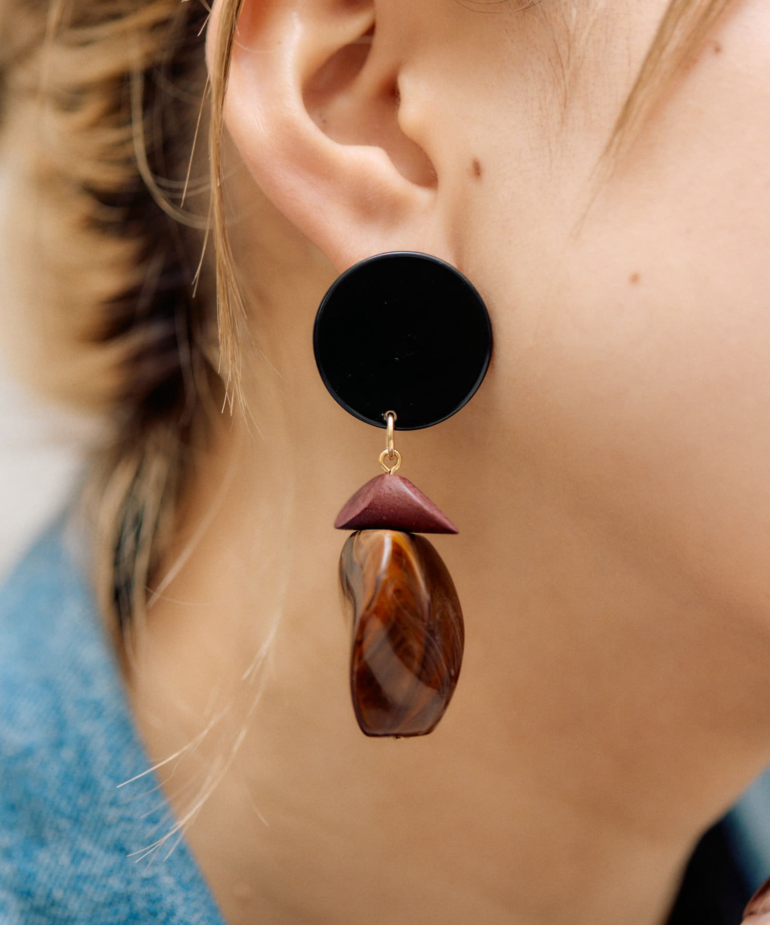 OUTLET(アウトレット) 【ear PAPILLONNER】ナツメ樹脂ピアス