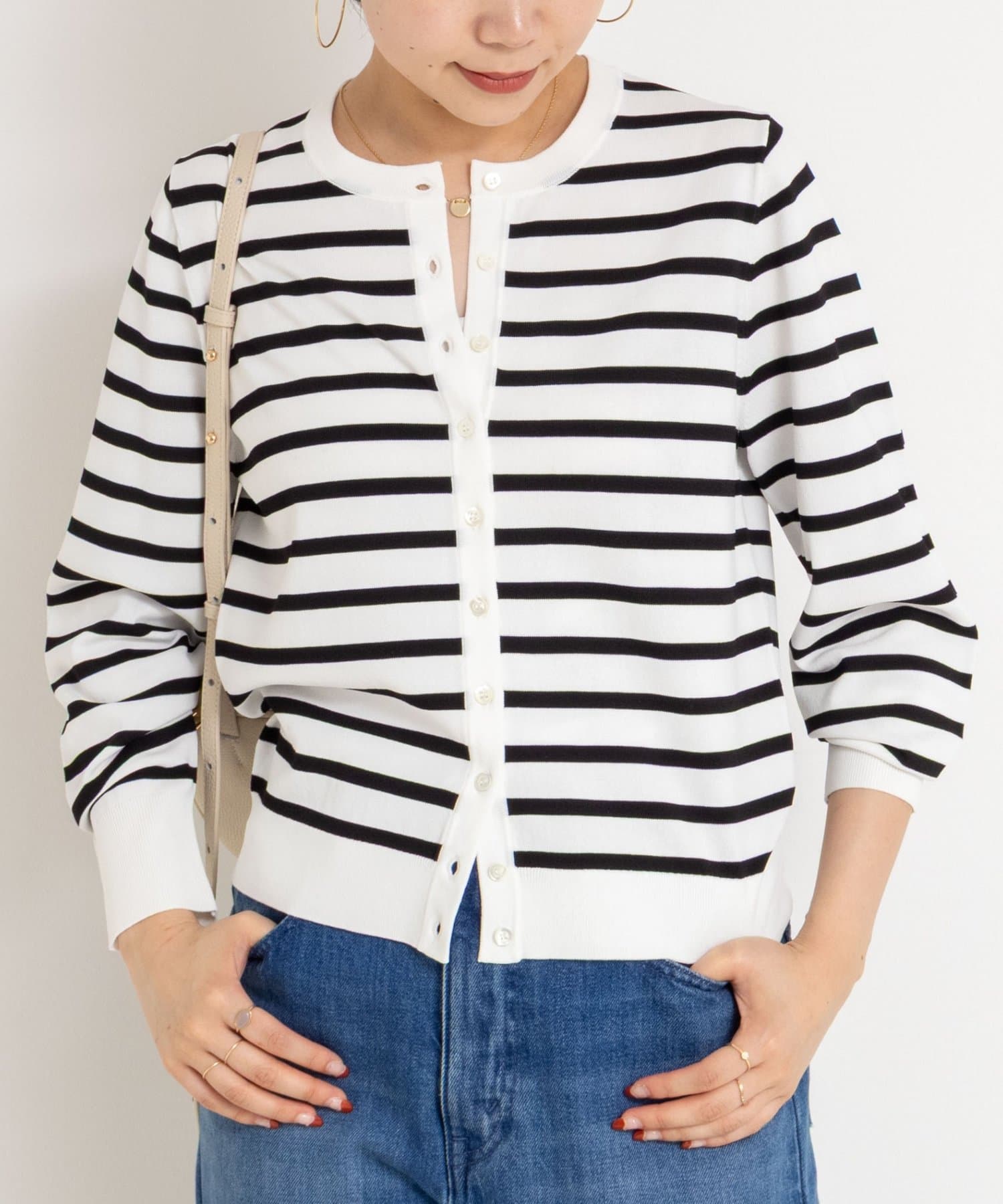 ◇25SS◇NOLLEY'S sophi◆Point・大好評シリーズ「マルチファンクション」素材のクルーネックカーディガン・接触冷感/UVカット/W＆W性（Wash＆Wear：洗ってそのまま
