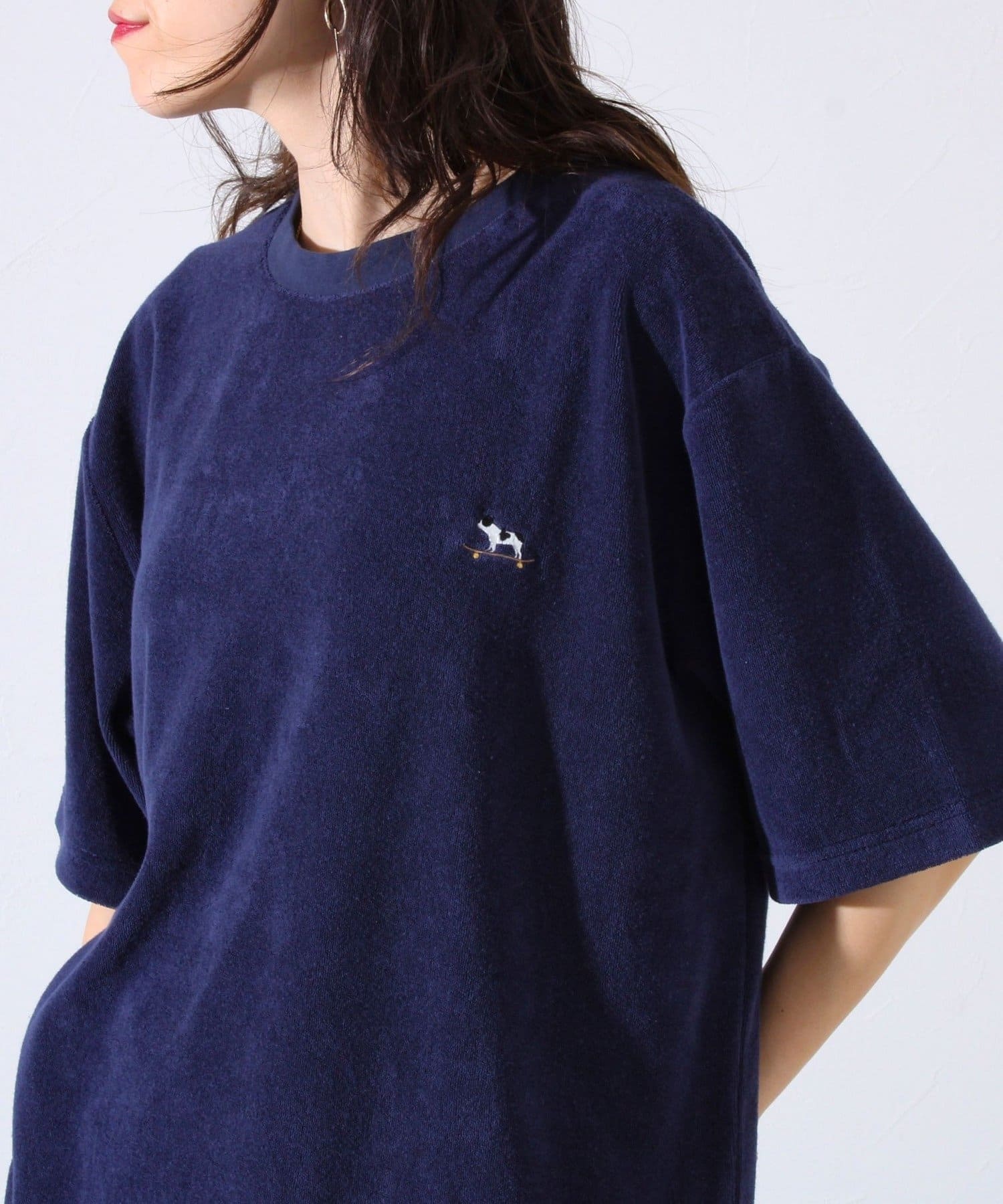 FREDY & GLOSTER(フレディ アンド グロスター) 【セットアップ対応】フレブルパイルTシャツ フレンチブルドッグ刺繍 ワンポイント