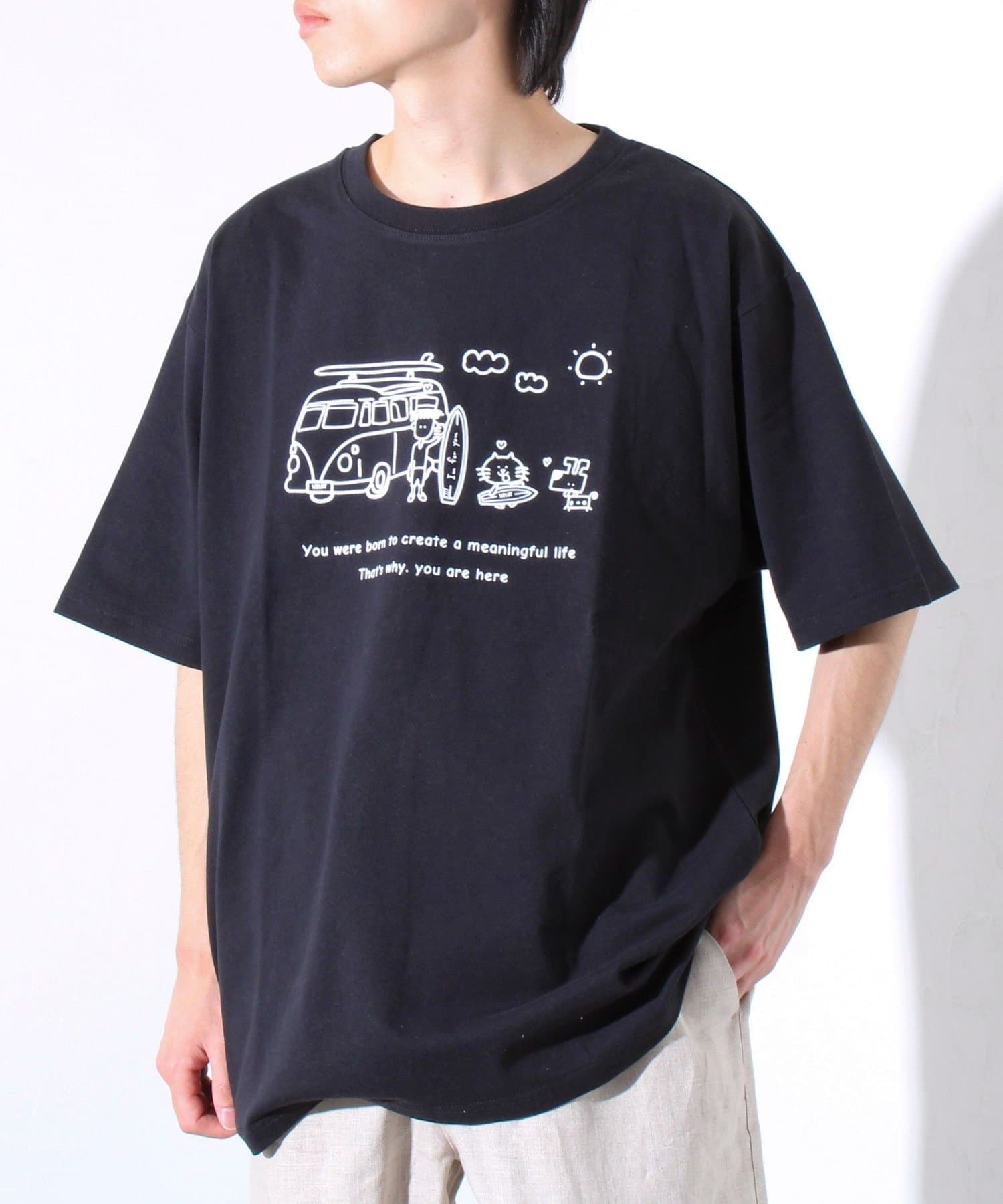 FREDY & GLOSTER(フレディ アンド グロスター) 【tuu/トゥー】白黒プリントTシャツ ② サーフワーゲン＆キャラプリント
