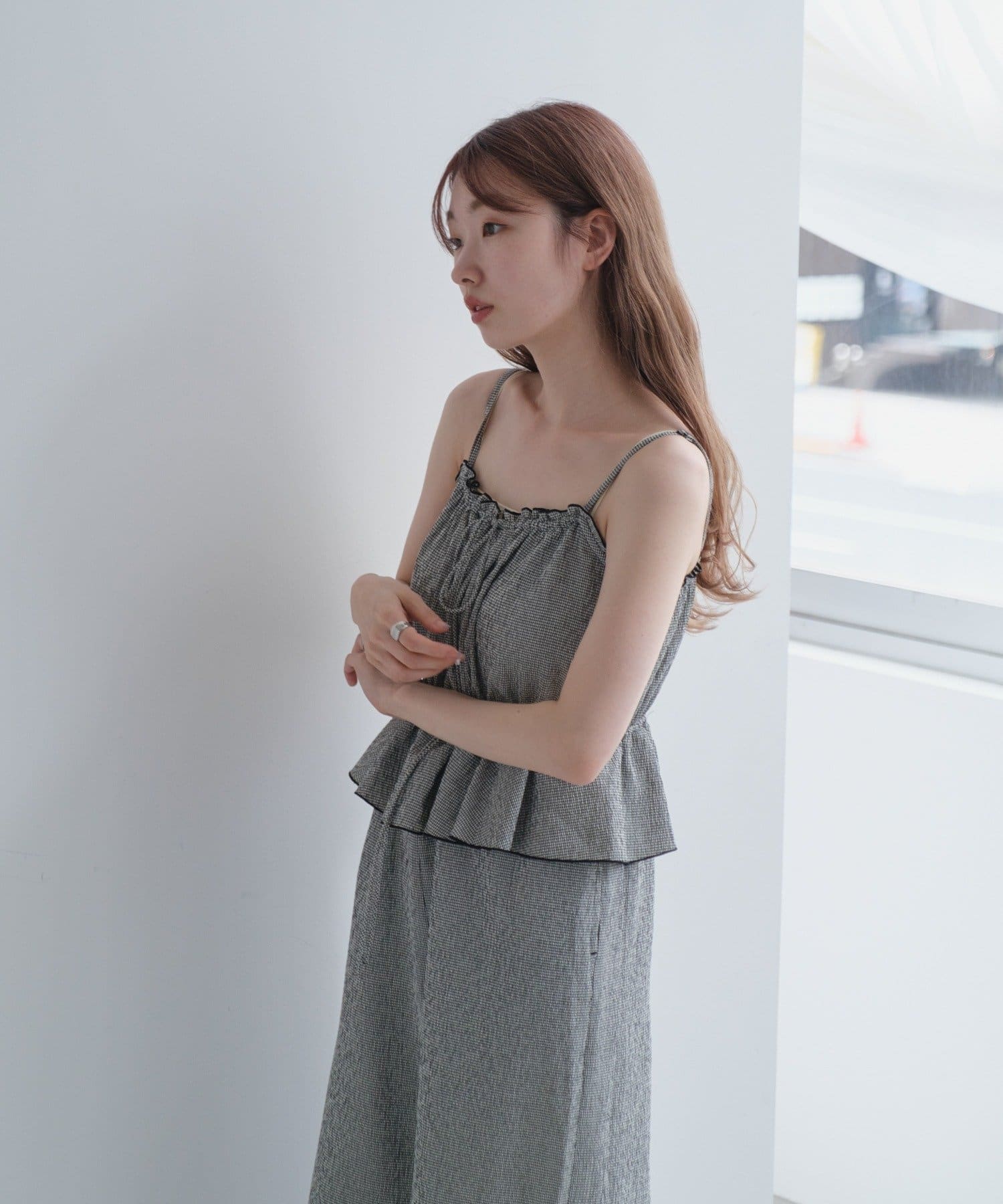 kastane ペプラムキャミサロペット(0サイズ) 低身長サイズ/2サイズ展開/無地&チェック】ペプラムキャミ