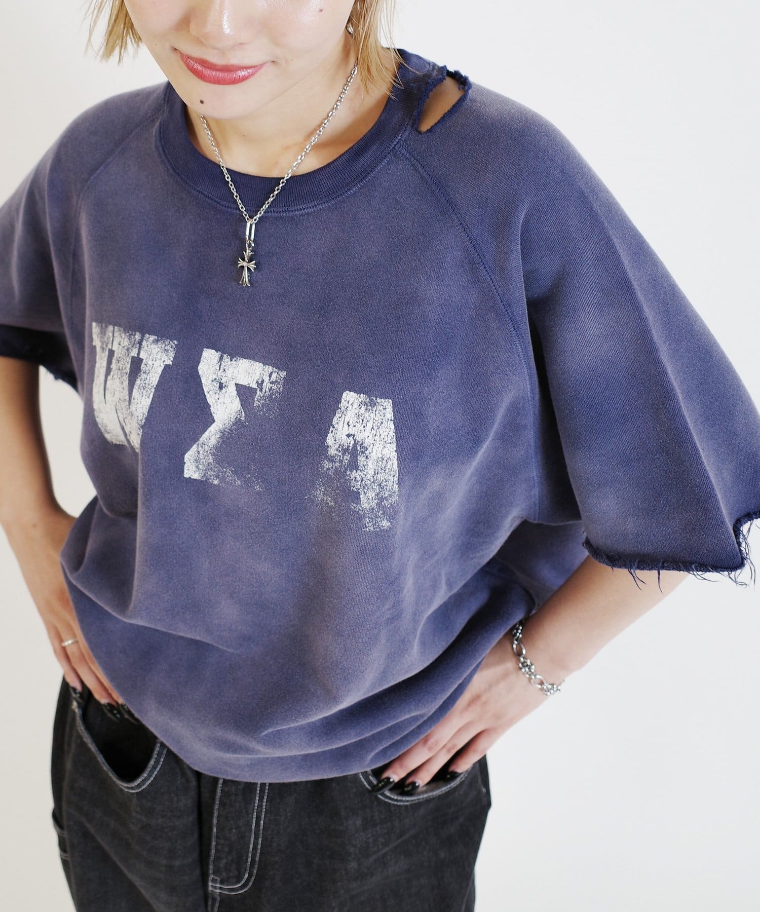 tシャツ 「From Vintage」 WRONGダメージ半袖スウェット  / 2サイズ レディース メンズ From Vintage】 WRONGダメージ半袖スウェット / 2サイズ | WHO'S