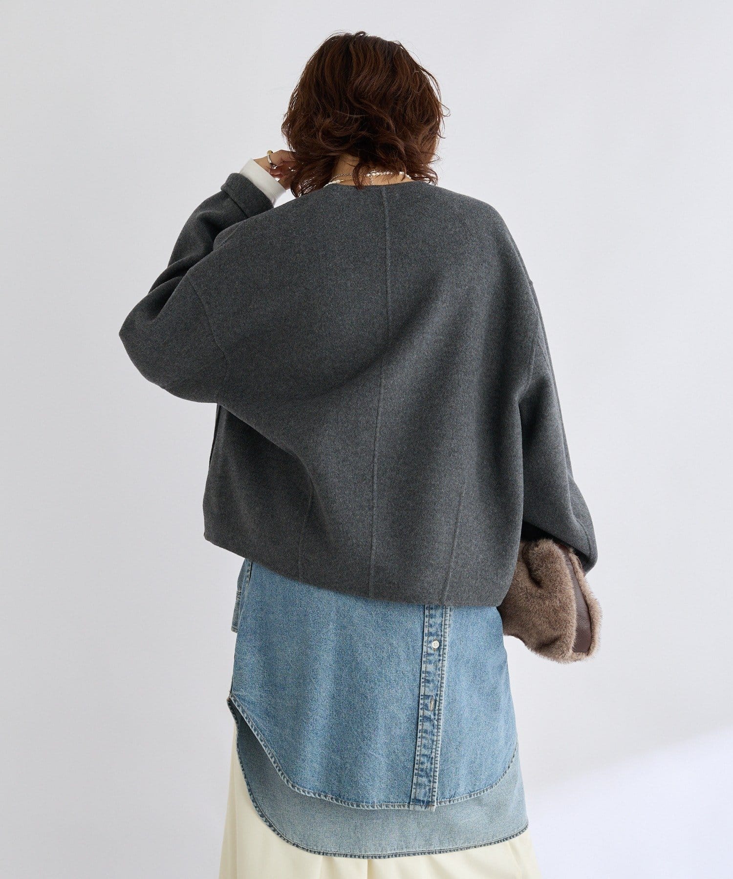 RIVE DROITE(リヴドロワ) 【上品見え】ウールリバーショートコート