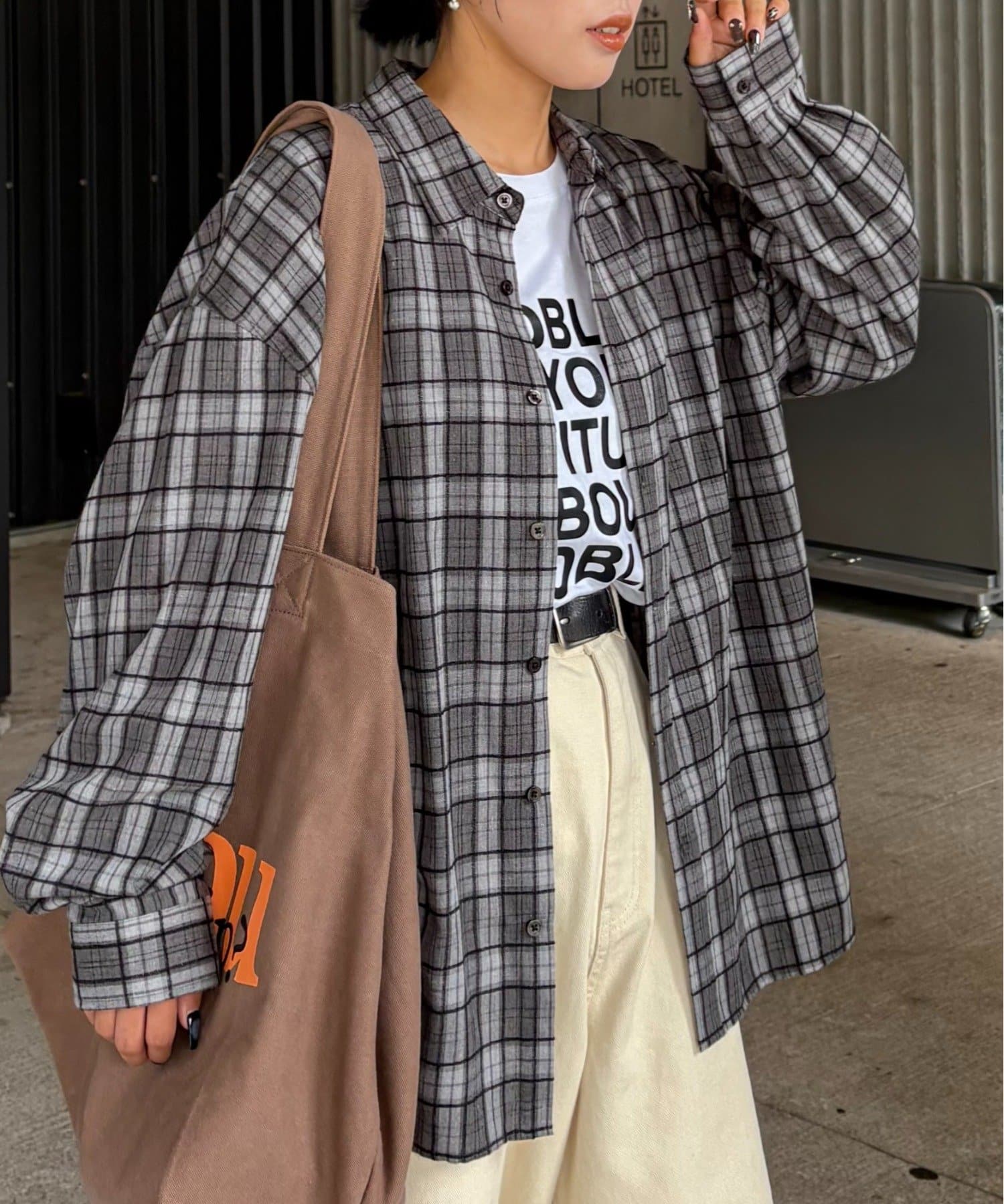 CIAOPANIC TYPY(チャオパニックティピー) 【UNISEX】モール混長袖チェックシャツ